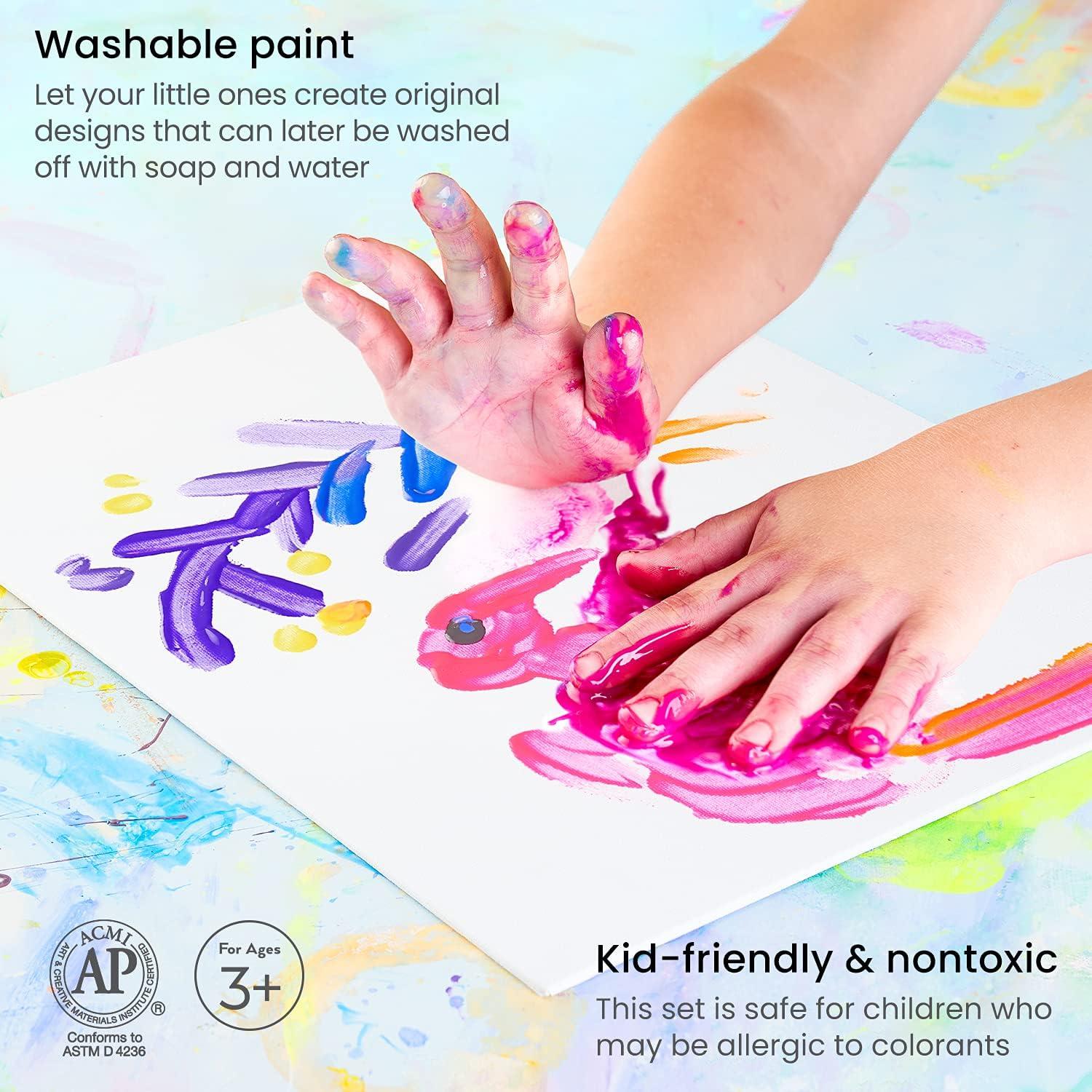 ARTEZA 16 Kids Tempera Paint Set, 13.5 oz/400 ml, Non-Toxic Washable Tempera Paint Bottles, Kids Art Supplies(Set of 16 Assorted)