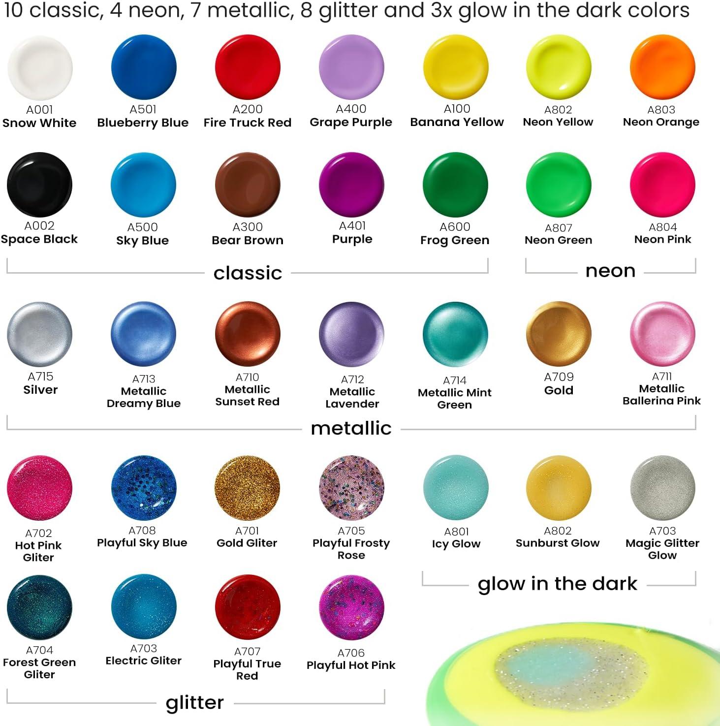 ARTEZA 16 Kids Tempera Paint Set, 13.5 oz/400 ml, Non-Toxic Washable Tempera Paint Bottles, Kids Art Supplies(Set of 32 Assorted)
