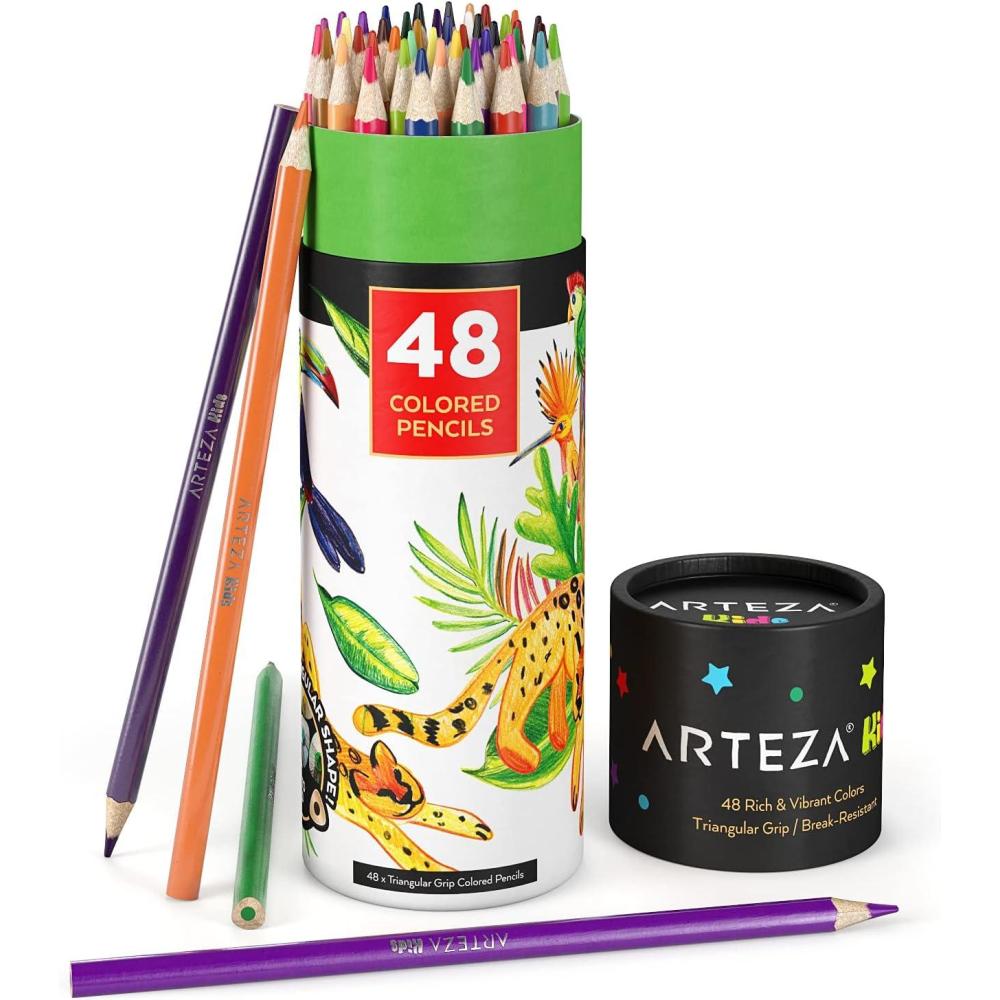 ARTEZA Scented Colored Pencils for Kids, 24 Triangle Pre-Sharpened Non-Toxic Smelly Pencils, for School Drawing, Arts & Crafts(Classic)