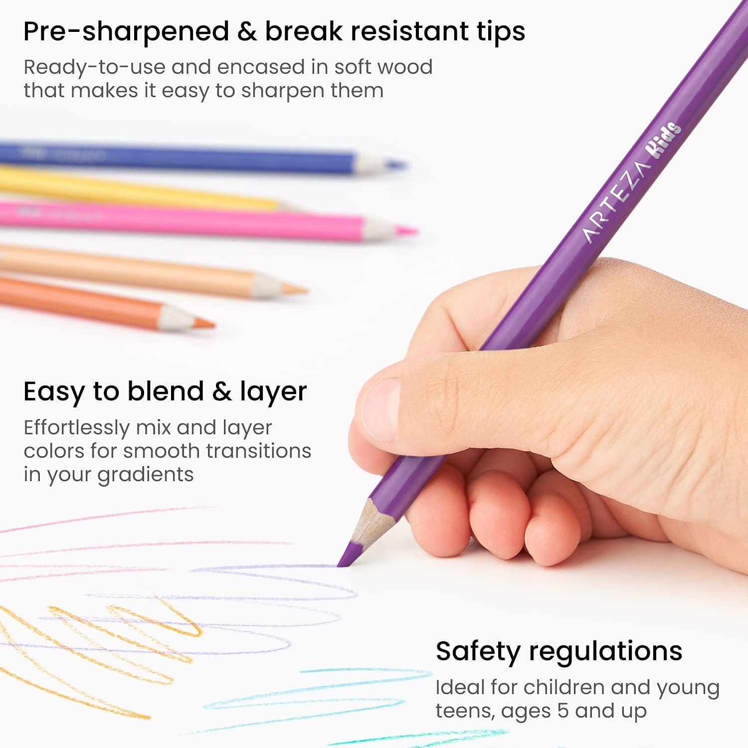 ARTEZA Scented Colored Pencils for Kids, 24 Triangle Pre-Sharpened Non-Toxic Smelly Pencils, for School Drawing, Arts & Crafts(Classic)