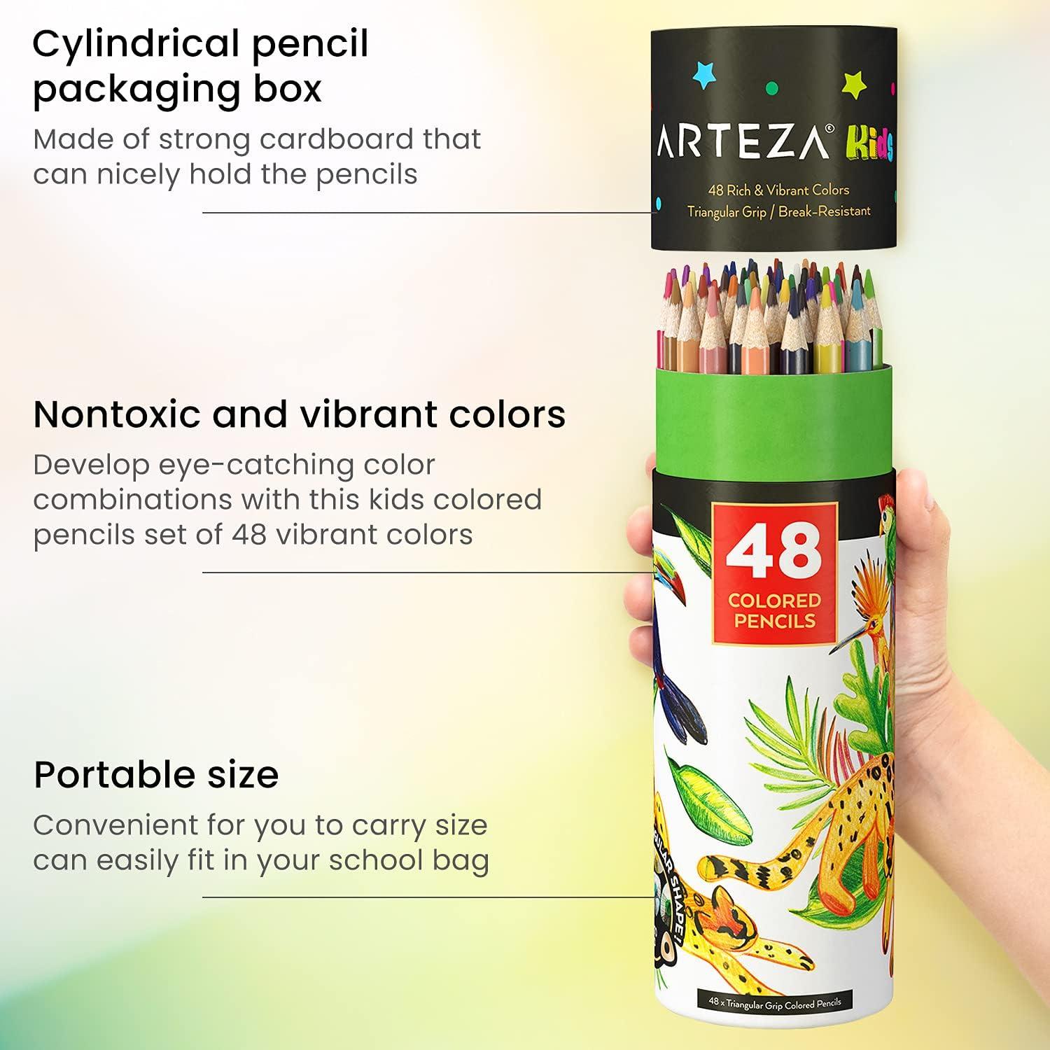 ARTEZA Scented Colored Pencils for Kids, 24 Triangle Pre-Sharpened Non-Toxic Smelly Pencils, for School Drawing, Arts & Crafts(Classic)
