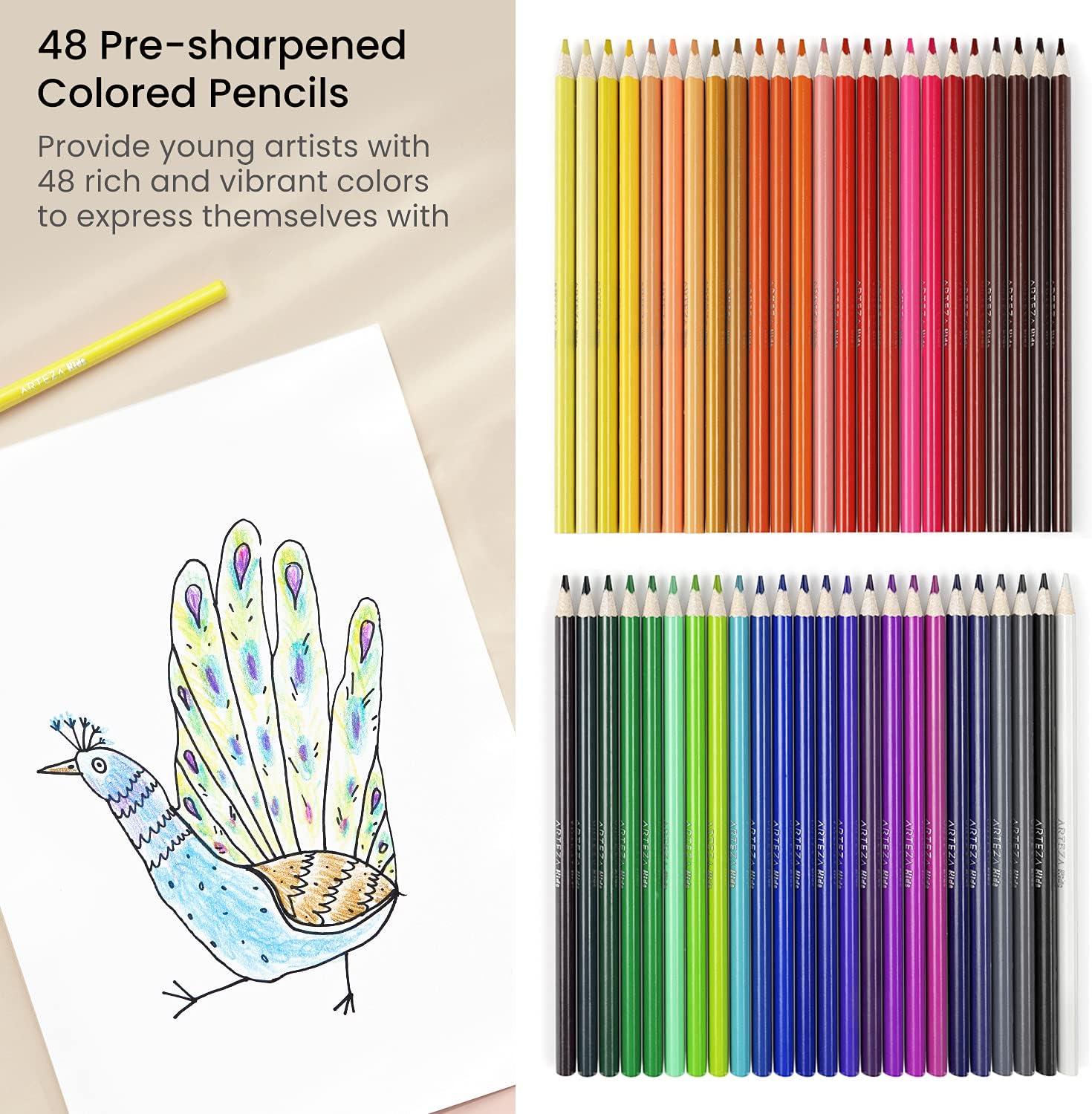 ARTEZA Scented Colored Pencils for Kids, 24 Triangle Pre-Sharpened Non-Toxic Smelly Pencils, for School Drawing, Arts & Crafts(Classic)