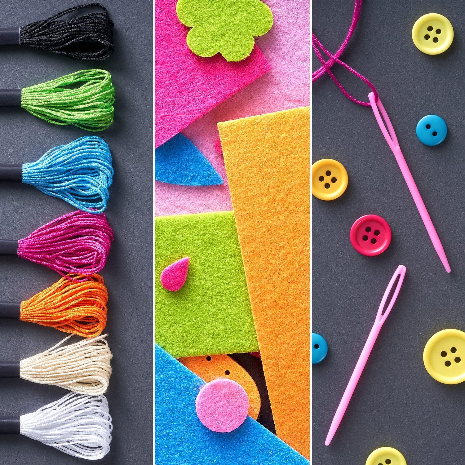 Arteza Kids Hand Sewing Kit, 6 Learn to Sew Accessory Bags, 90 Pieces, Pre-Cut Felt Shapes, Felt Sheets, Plastic Needles, Thread, Buttons, and Hook & Loop, Kids Craft Supplies with Instruction Guide(90 Pieces)