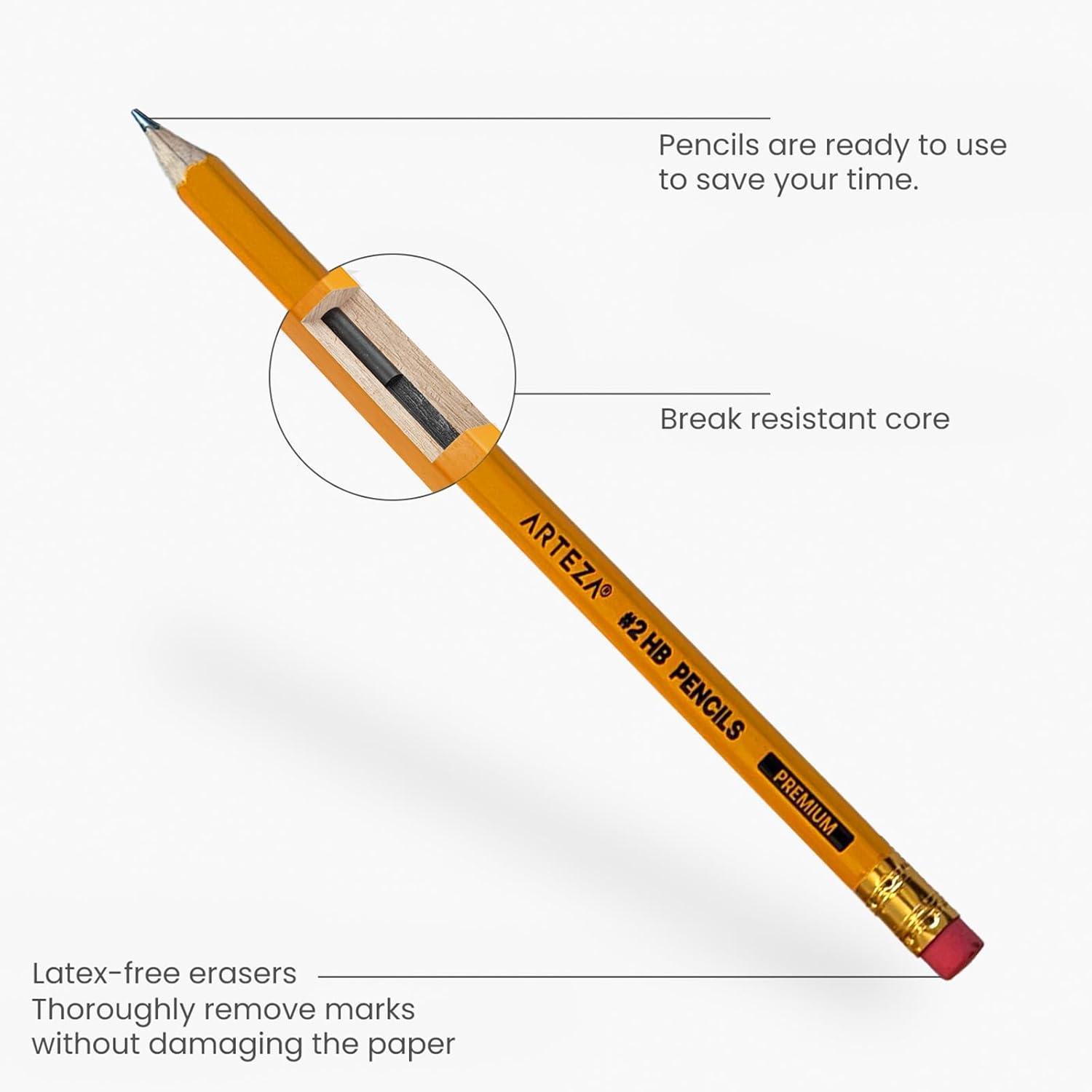 ARTEZA HB Pencils #2, Pack of 180, Wood-Cased Graphite Pencils in Bulk, Pre-Sharpened, Office and School Supplies for Exams, Classrooms, Students
