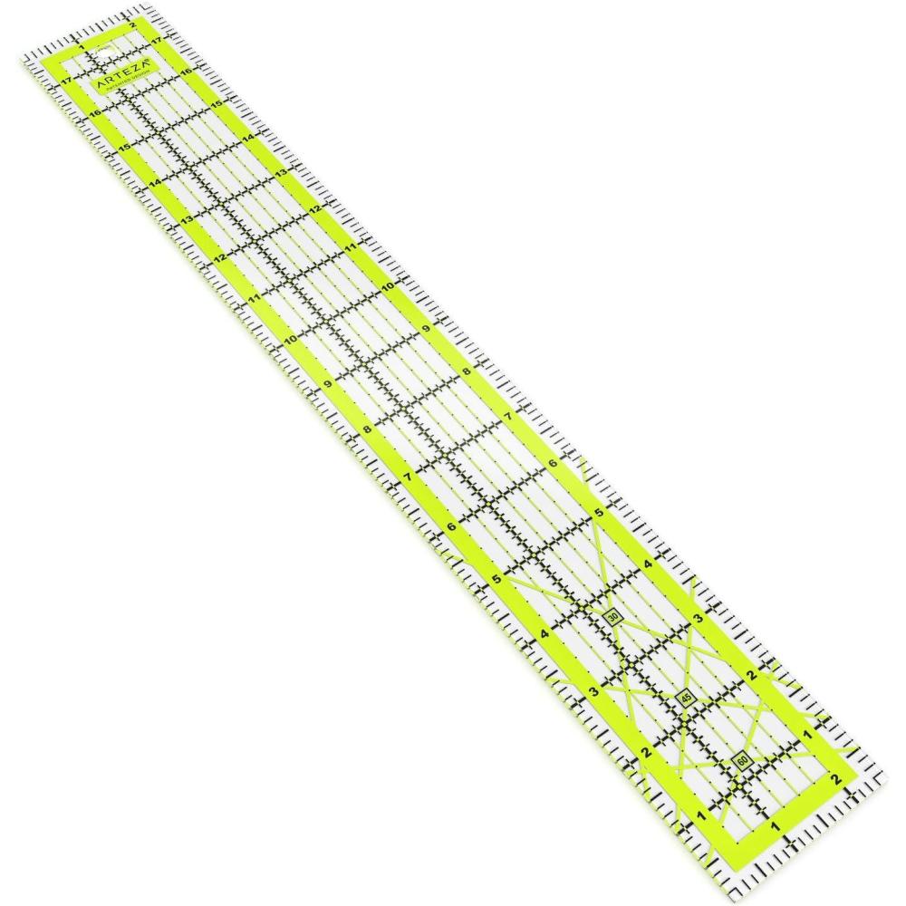 ARTEZA Quilting Ruler, Laser Cut Acrylic, Double Colored Grid Lines, 6″x6″(2.5 x 18)