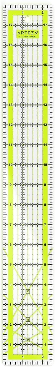 ARTEZA Quilting Ruler, Laser Cut Acrylic, Double Colored Grid Lines, 6″x6″(2.5 x 18)