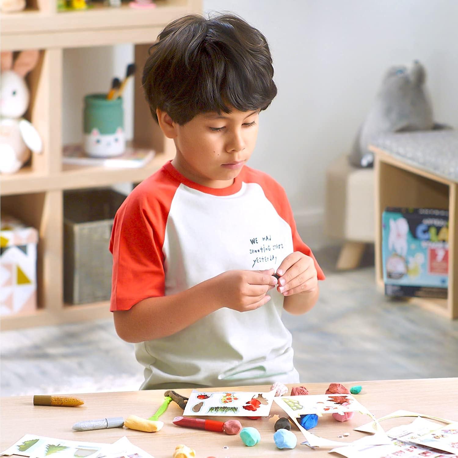 Arteza Kids Air Dry Clay, 42 Bars, Safari Stage Modeling Clay Kit, 14 Mini-Stages, 14 Googly Eyes, 3 Glitter Glues, 1 Craft Tool, 7 Instruction Sheets, Craft Supplies for Learning and Developing(Magical Creatures)
