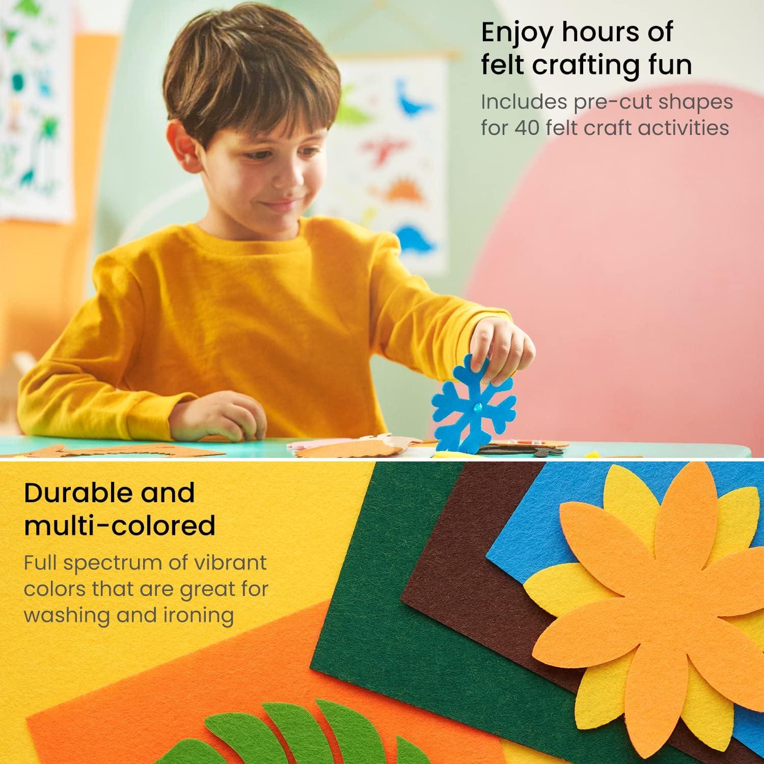 Arteza Kids Felt Kit, 422 Pieces, 21 Pre-Cut Glitter & Glitz Shapes, Assorted Felt Sheets, Glitter Mini-Pieces, Chenille Stems, and Accessories, Educational Kids’ Craft Supplies to Inspire Creativity(246 Pieces)