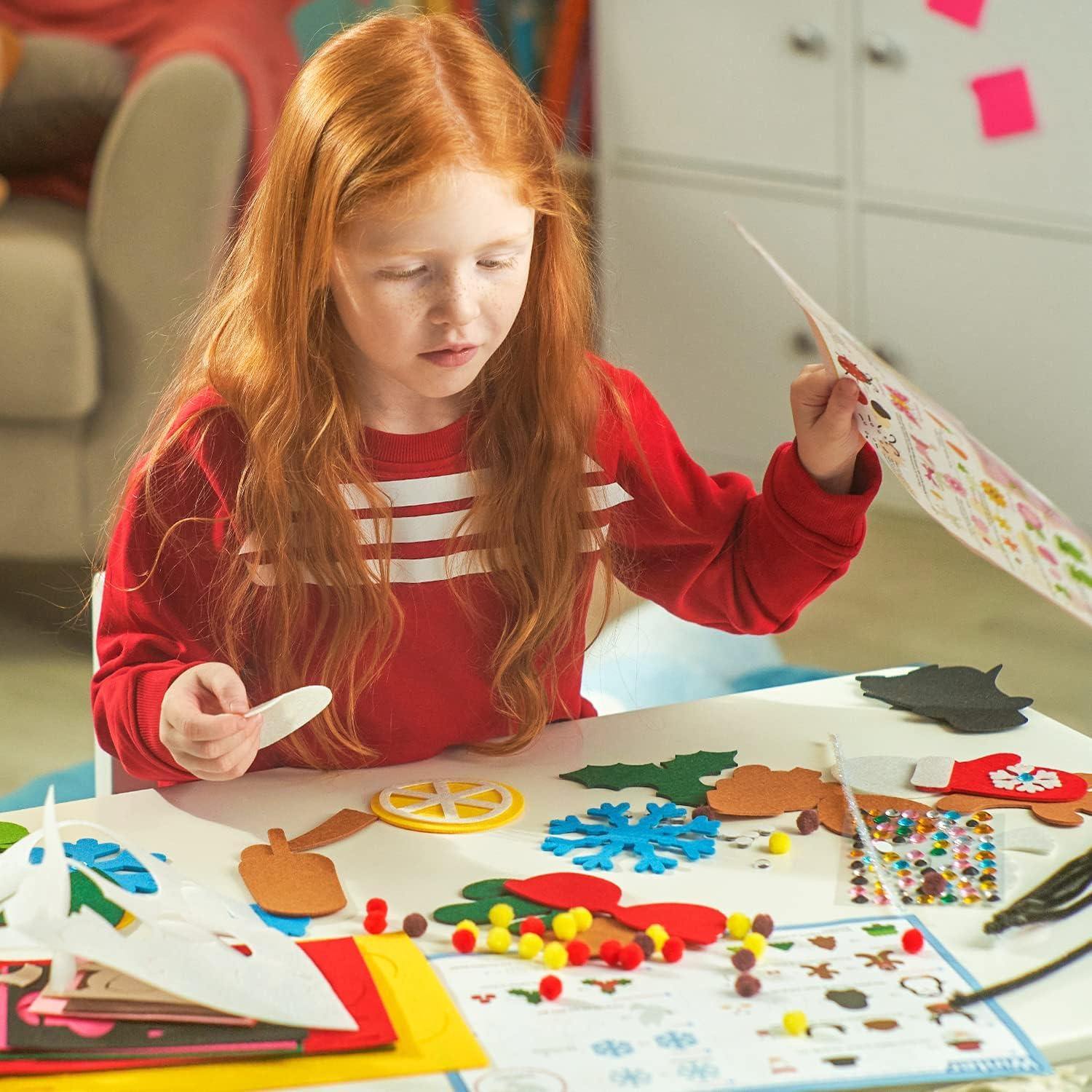 Arteza Kids Felt Kit, 422 Pieces, 21 Pre-Cut Glitter & Glitz Shapes, Assorted Felt Sheets, Glitter Mini-Pieces, Chenille Stems, and Accessories, Educational Kids’ Craft Supplies to Inspire Creativity(246 Pieces)