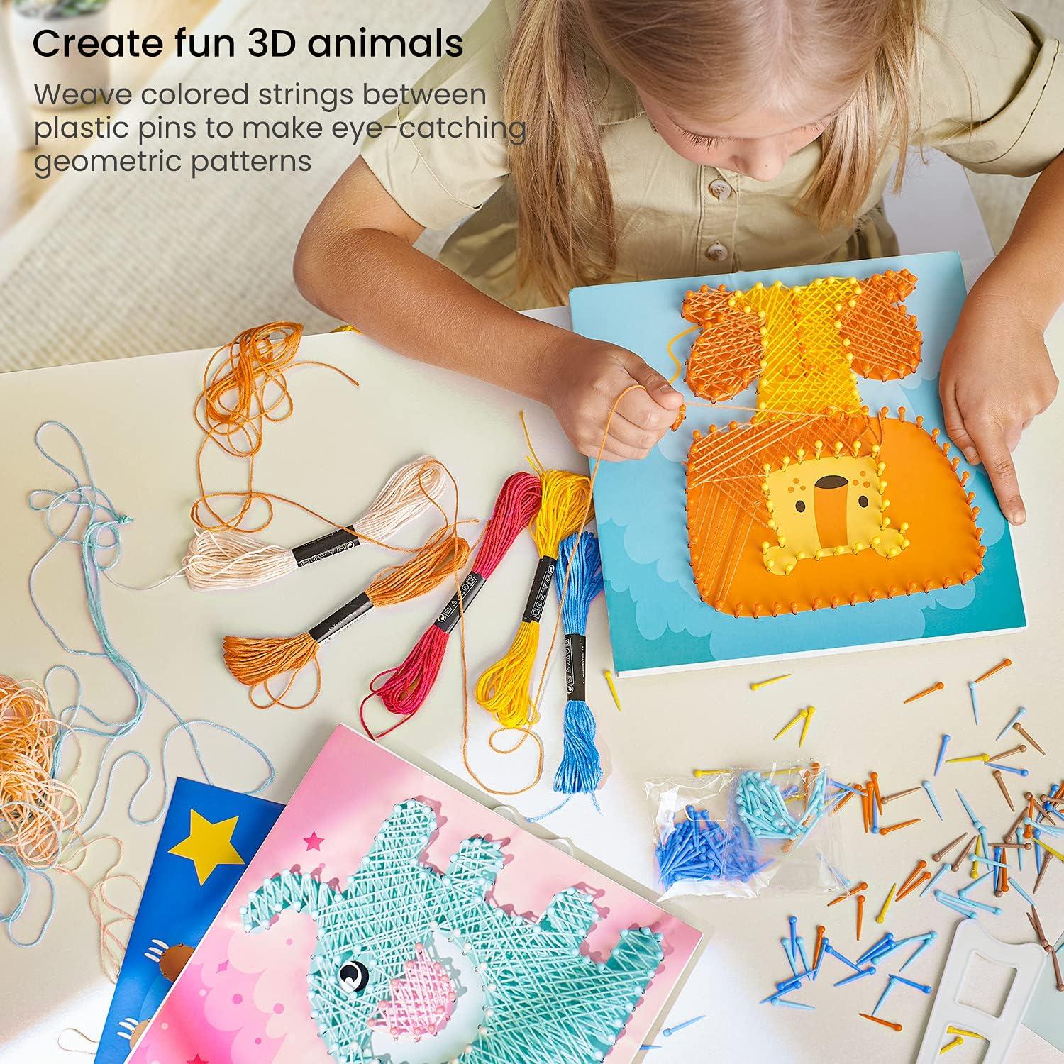 Arteza Kids String Art Kit, Set of 5 Assorted Designs, Plastic Pushpins, Art Supplies for Kids Craft Projects and Free Time Activities(Set of 5)