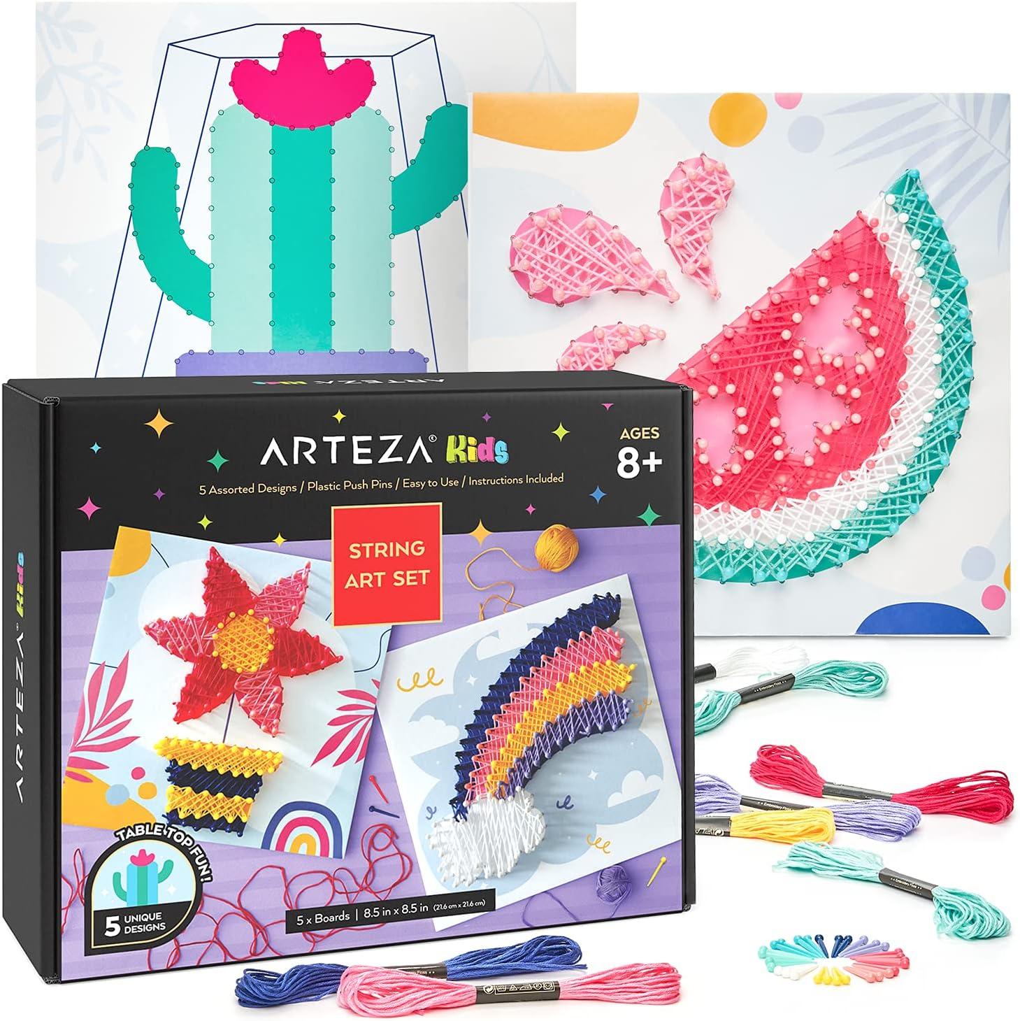 Arteza Kids String Art Kit, Set of 5 Assorted Designs, Plastic Pushpins, Art Supplies for Kids Craft Projects and Free Time Activities(Set of 5)