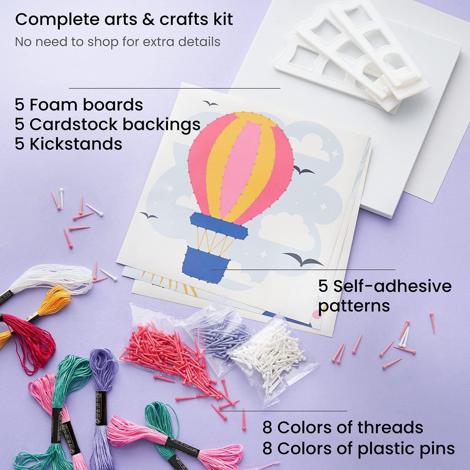 Arteza Kids String Art Kit, Set of 5 Assorted Designs, Plastic Pushpins, Art Supplies for Kids Craft Projects and Free Time Activities(Set of 5)