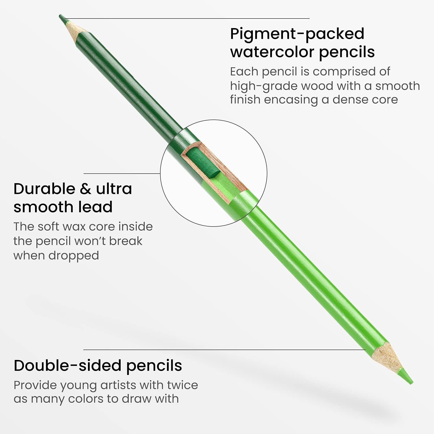 ARTEZA Scented Colored Pencils for Kids, 24 Triangle Pre-Sharpened Non-Toxic Smelly Pencils, for School Drawing, Arts & Crafts(Watercolor Double-Sided)