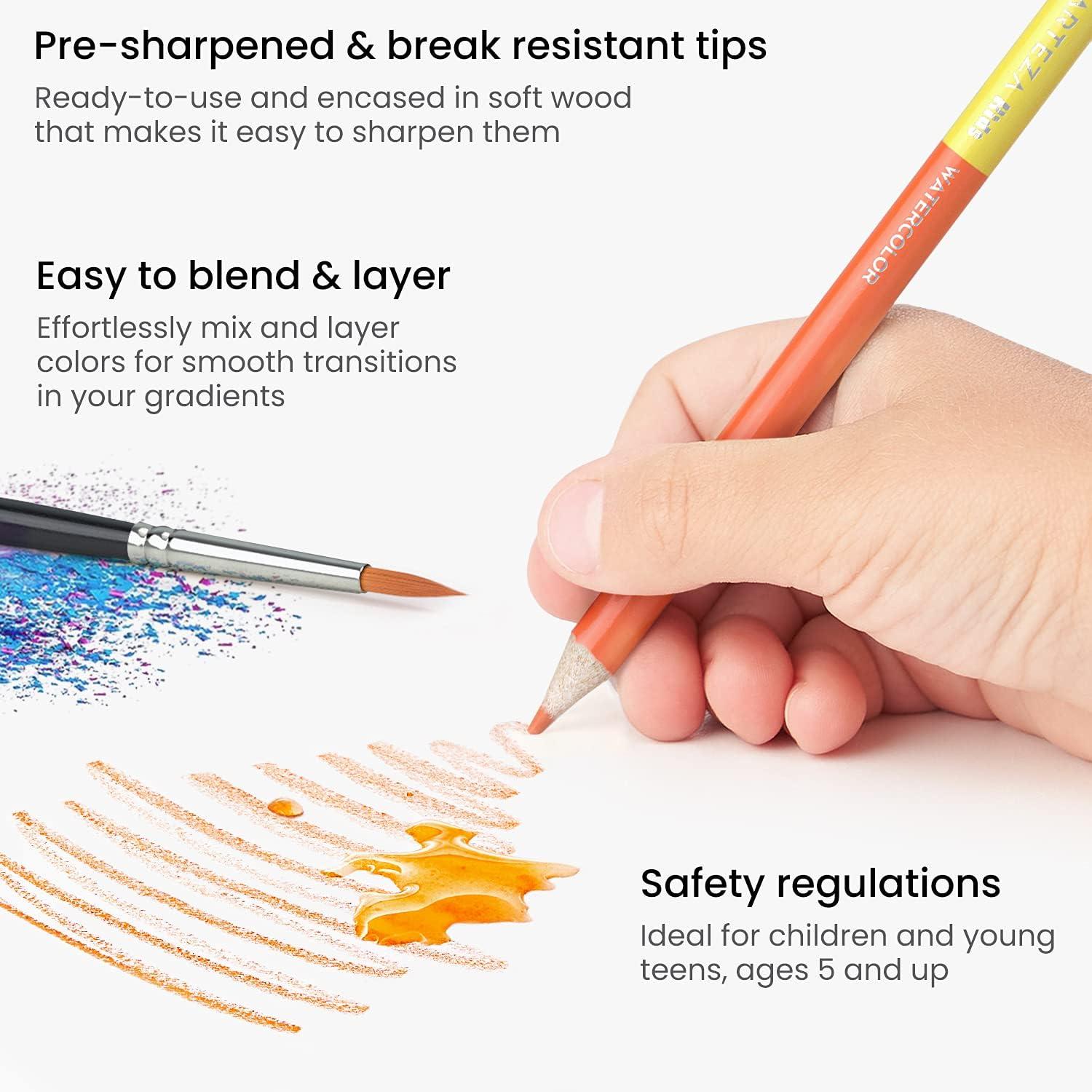 ARTEZA Scented Colored Pencils for Kids, 24 Triangle Pre-Sharpened Non-Toxic Smelly Pencils, for School Drawing, Arts & Crafts(Watercolor Double-Sided)