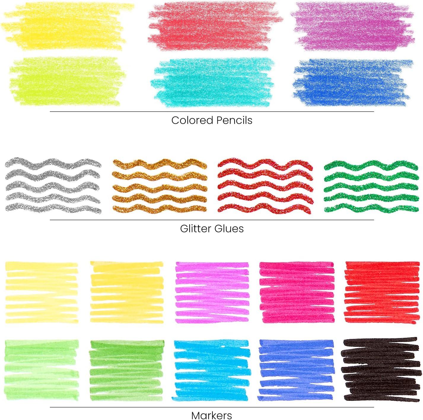 Arteza Kids Felt Kit, 422 Pieces, 21 Pre-Cut Glitter & Glitz Shapes, Assorted Felt Sheets, Glitter Mini-Pieces, Chenille Stems, and Accessories, Educational Kids’ Craft Supplies to Inspire Creativity(146 Pieces)