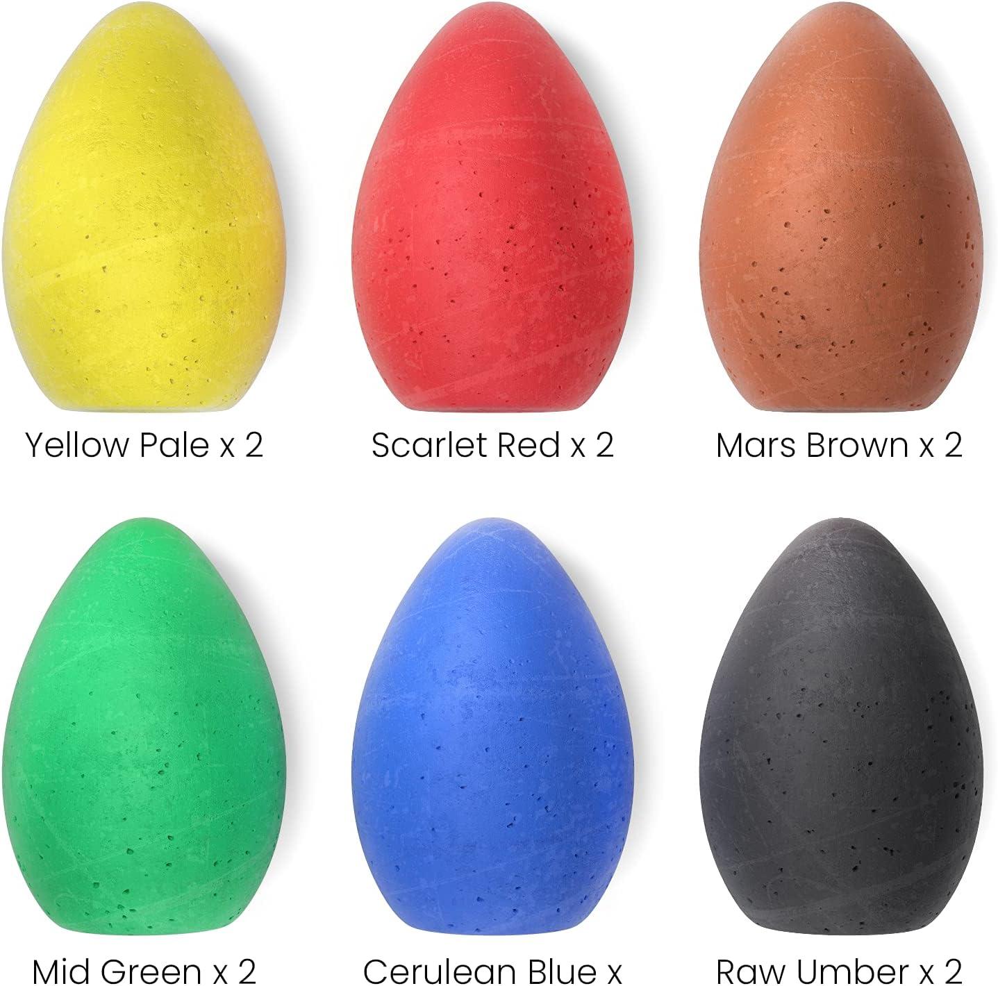 Arteza Kids Sidewalk Chalk and Stencil Set, 32 Pieces, Jumbo, Rocket, and Egg Chalks(Assorted Color)