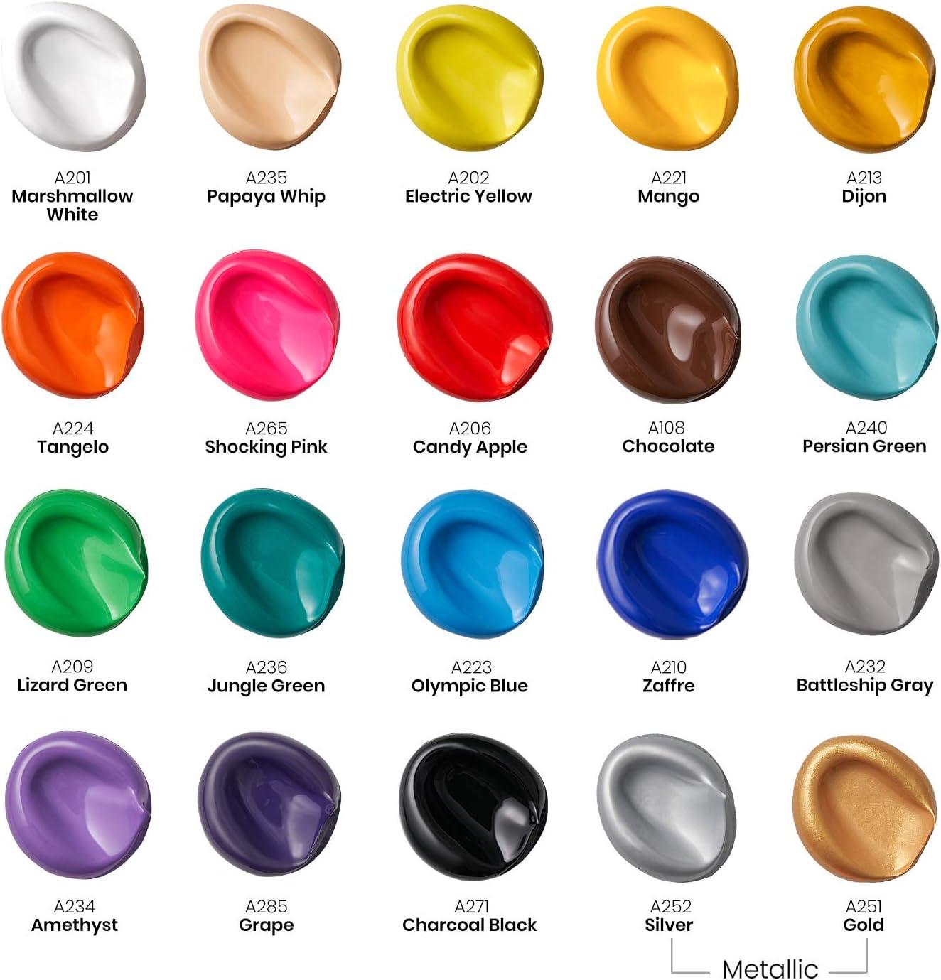 ARTEZA Acrylic Paint Set of 14 Colors, 4.06 Ounce Tubes, Non-Toxic Acrylic Artist Paints. Art Supplies for Painting(20 Pack)