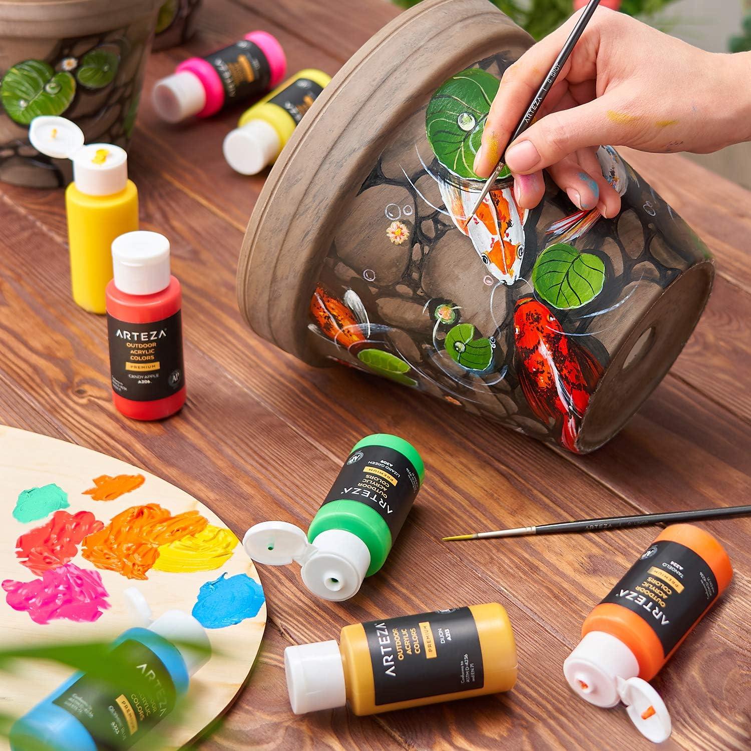 ARTEZA Acrylic Paint Set of 14 Colors, 4.06 Ounce Tubes, Non-Toxic Acrylic Artist Paints. Art Supplies for Painting(20 Pack)