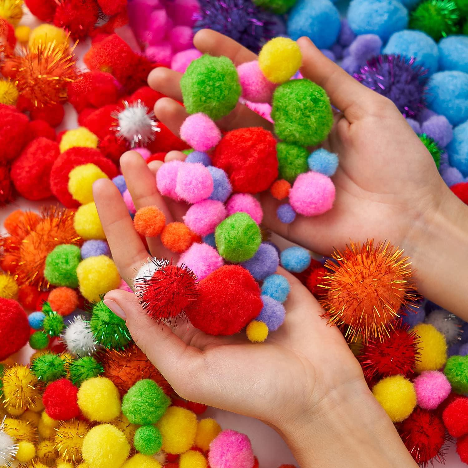 ARTEZA Pom-Poms, 900 Pieces, Assorted Colors and Sizes, Craft Supplies and Materials for Sewing Projects, and DIY Crafts(1 Pack)