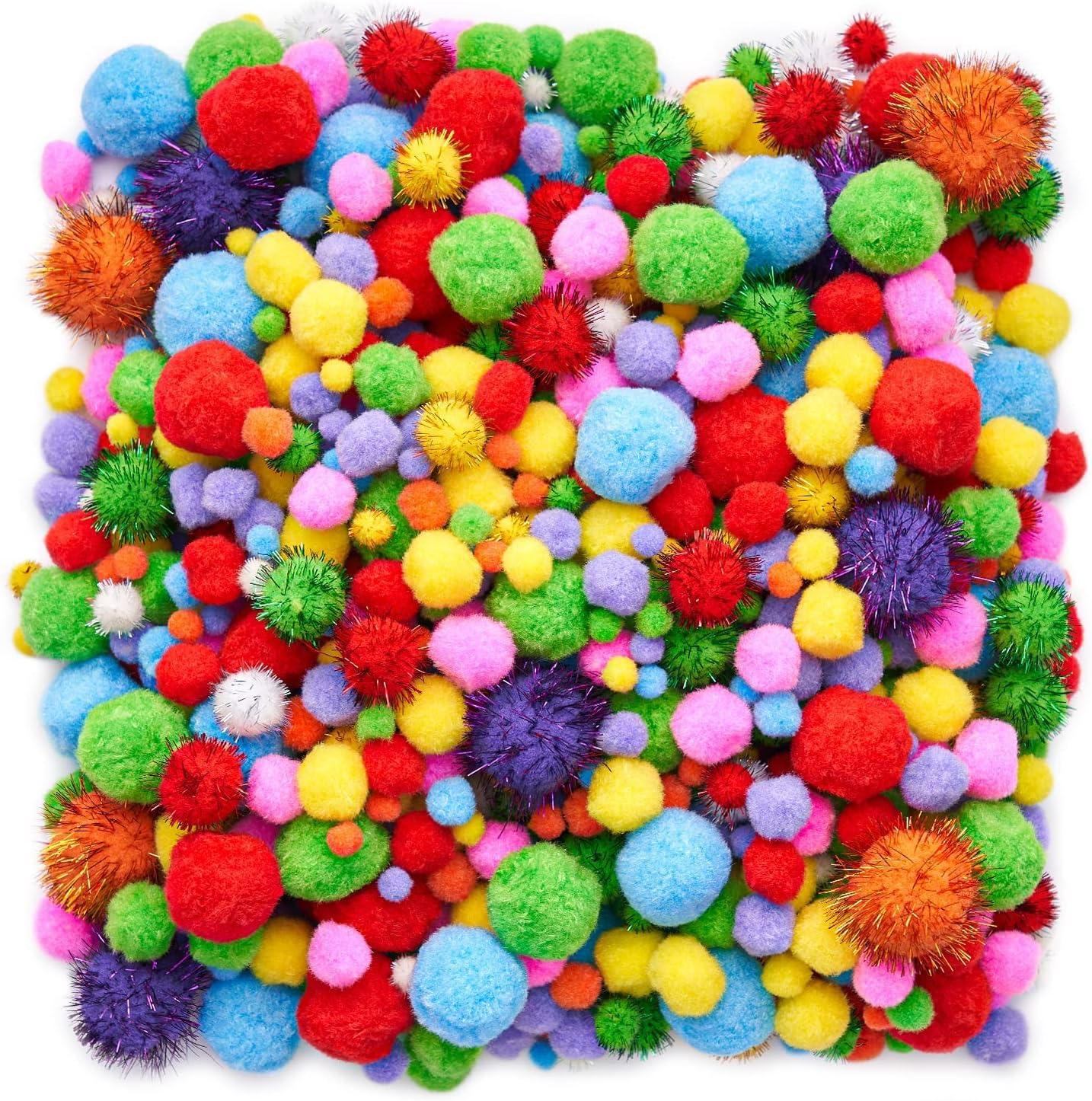 ARTEZA Pom-Poms, 900 Pieces, Assorted Colors and Sizes, Craft Supplies and Materials for Sewing Projects, and DIY Crafts(1 Pack)