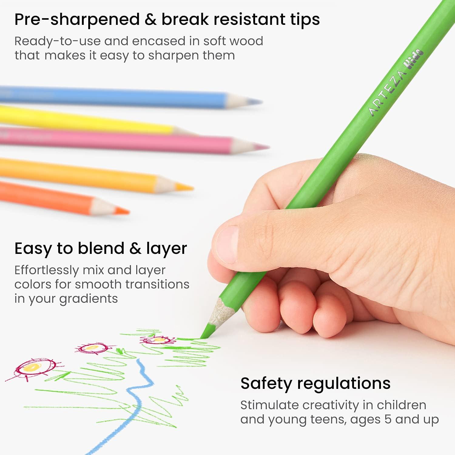 ARTEZA Scented Colored Pencils for Kids, 24 Triangle Pre-Sharpened Non-Toxic Smelly Pencils, for School Drawing, Arts & Crafts(Metallic)