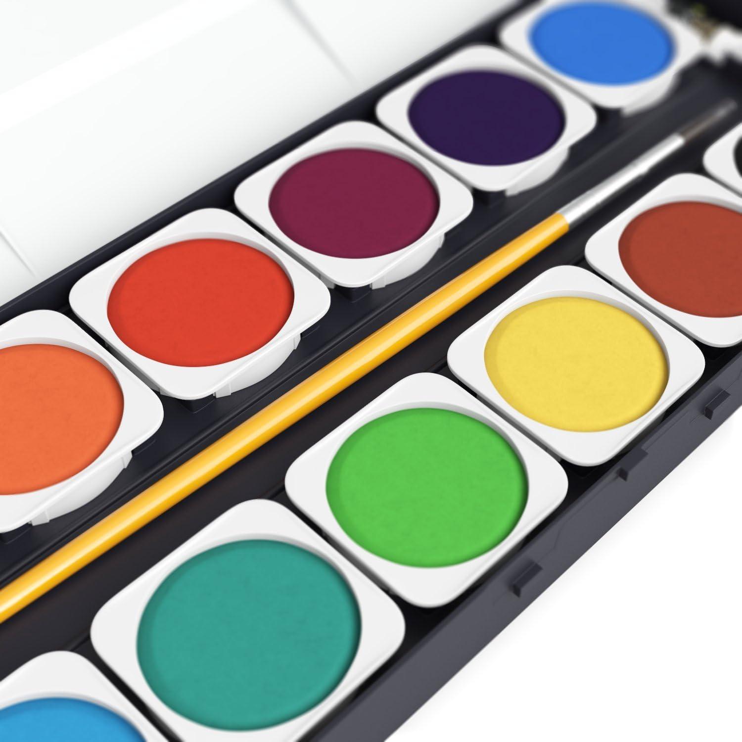 ARTEZA Watercolor Paint Set for Kids, 25 Water Colors, Watercolor Set Includes Paint Brush, Watercolor Supplies for Kids