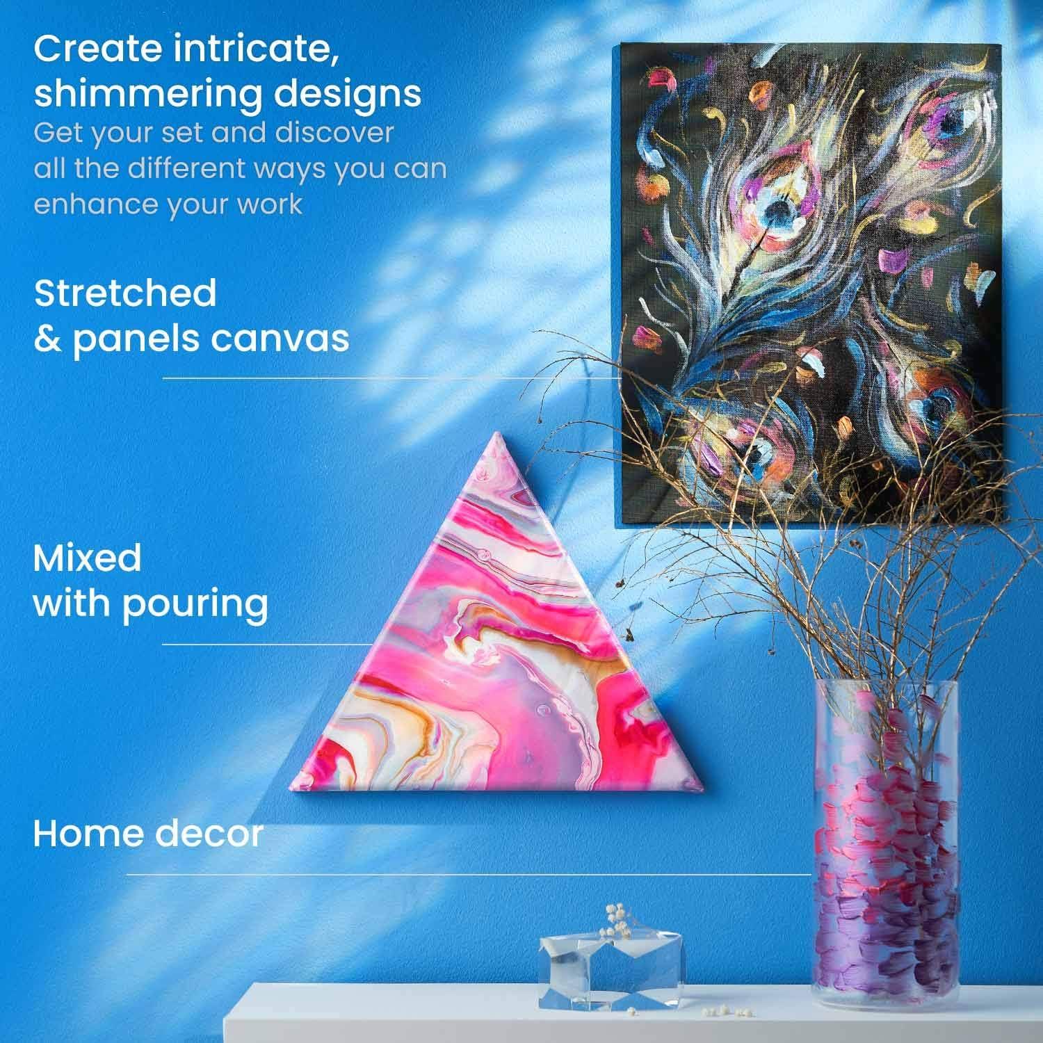 ARTEZA Pastel Acrylic Paint, Set of 8, Metallic Tones, 4.06 fl oz Tubes, High Viscosity Water-Based Paint, Glossy Finish, Art Supplies for Painting Paper, Canvas, Wood and Fabric, and DIY Projects(8 x 120ml (4.06 fl oz) Jewel)