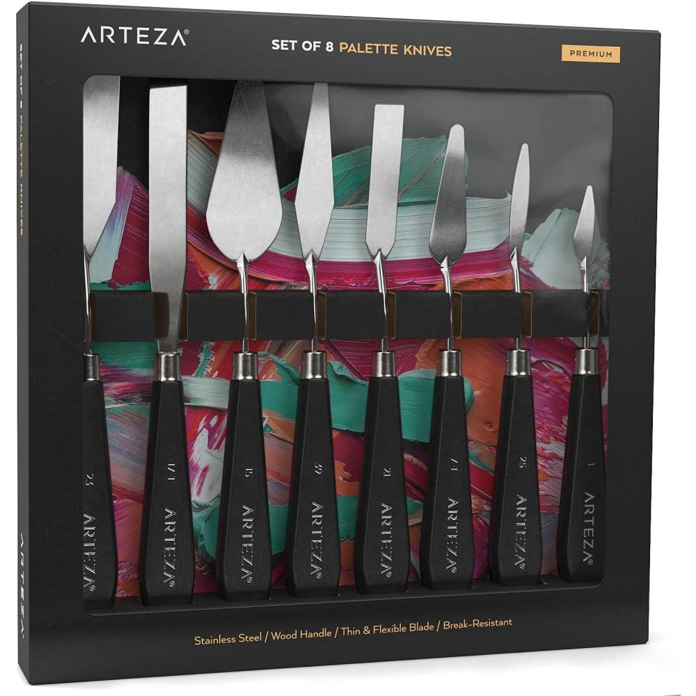 Arteza Palette Knife, Size No. 17, Durable Flexible Stainless-Steel Blade & Break-Resistant Wooden Handle, Art Supplies for Oil and Acrylic Painting(Sizes #1  #7  #15  #17  #21  #23  #25  #39)