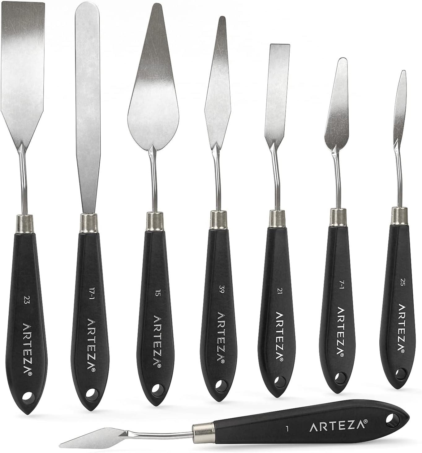 Arteza Palette Knife, Size No. 17, Durable Flexible Stainless-Steel Blade & Break-Resistant Wooden Handle, Art Supplies for Oil and Acrylic Painting(Sizes #1  #7  #15  #17  #21  #23  #25  #39)