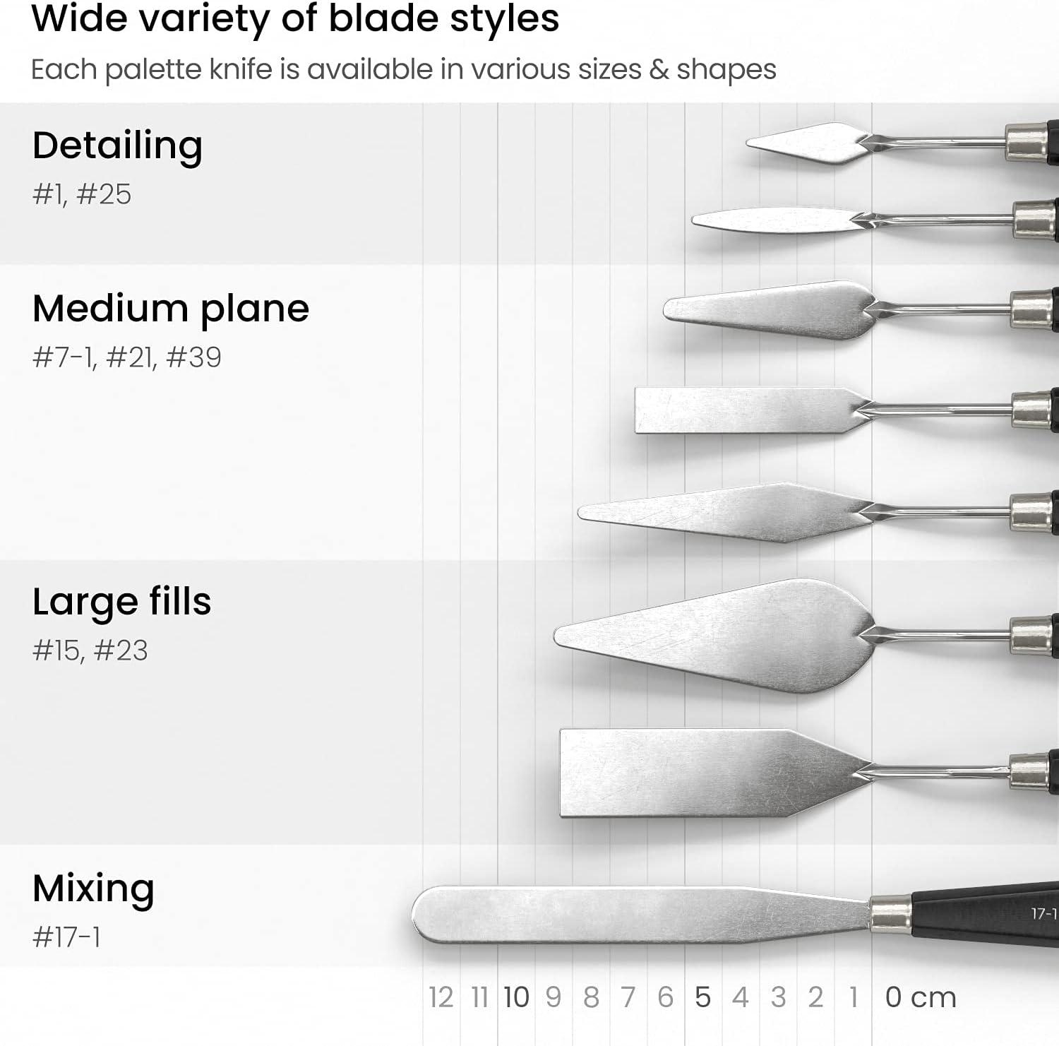Arteza Palette Knife, Size No. 17, Durable Flexible Stainless-Steel Blade & Break-Resistant Wooden Handle, Art Supplies for Oil and Acrylic Painting(Sizes #1  #7  #15  #17  #21  #23  #25  #39)