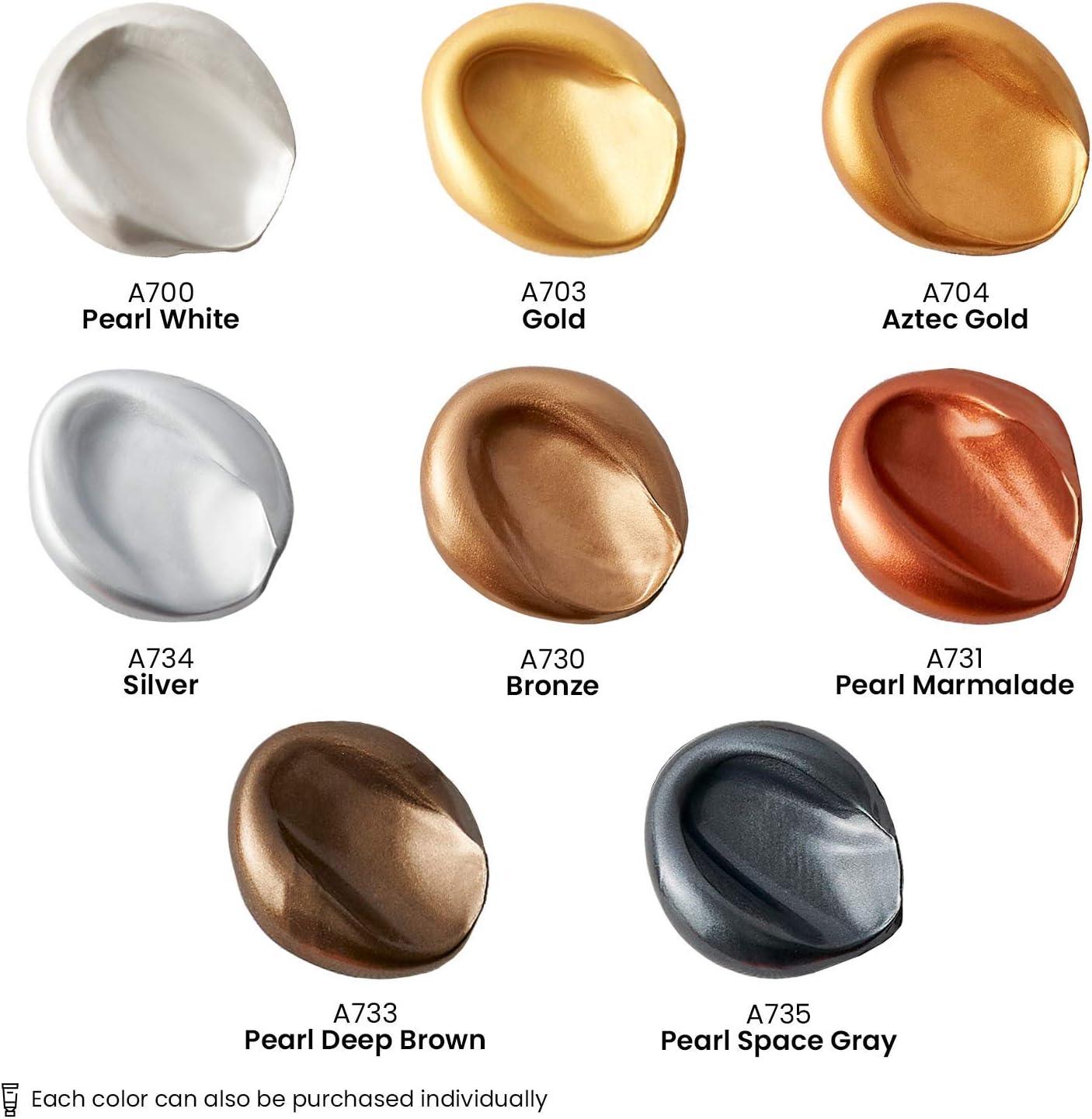ARTEZA Metallic Acrylic Paint Set of 8 and Metallic Acrylic Paint Set of 8 Vibrant Essentials, Painting Art Supplies for Artist, Hobby Painters & Beginners