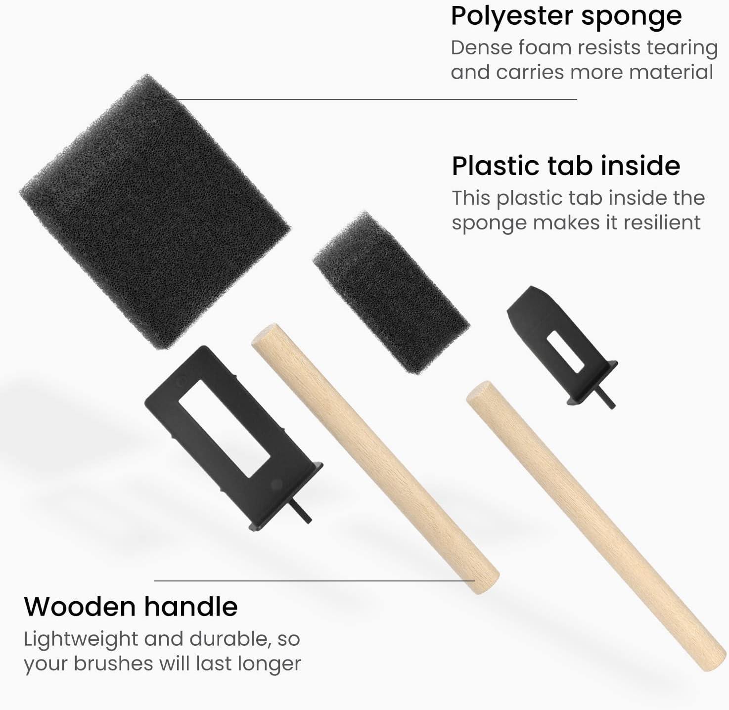ARTEZA Foam Paint Brushes, Set of 50, Includes 25 x 1 Inch & 25 x 2 Inch Sponge Brushes