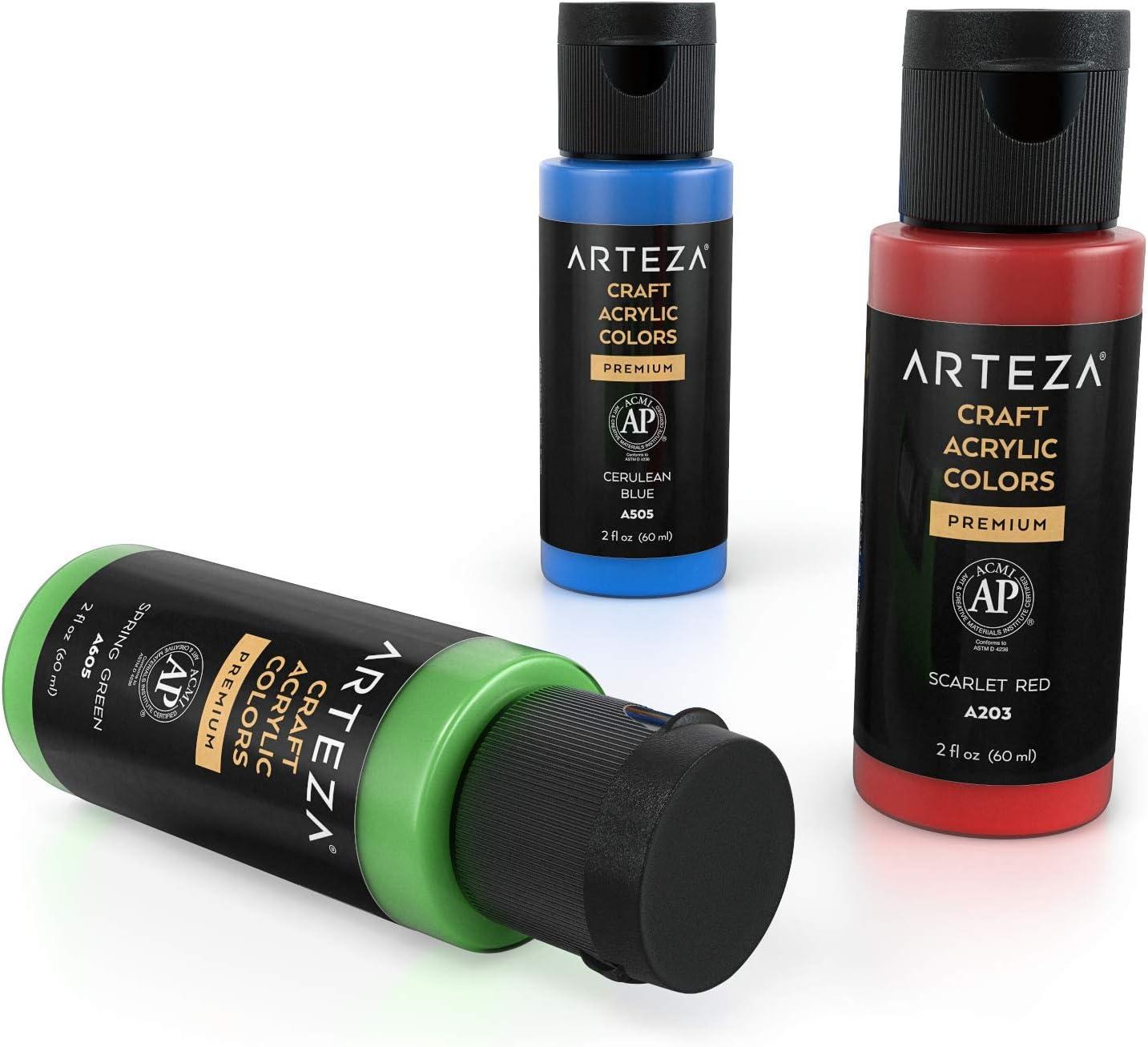 Arteza Craft Acrylic Paint, Set of 20 Classic Colors, 2.02-oz 60 ml Bottles, Water-Based Acrylic Craft Paint for Art & DIY Projects on Glass, Wood, Ceramics, Fabrics, Paper & Canvas