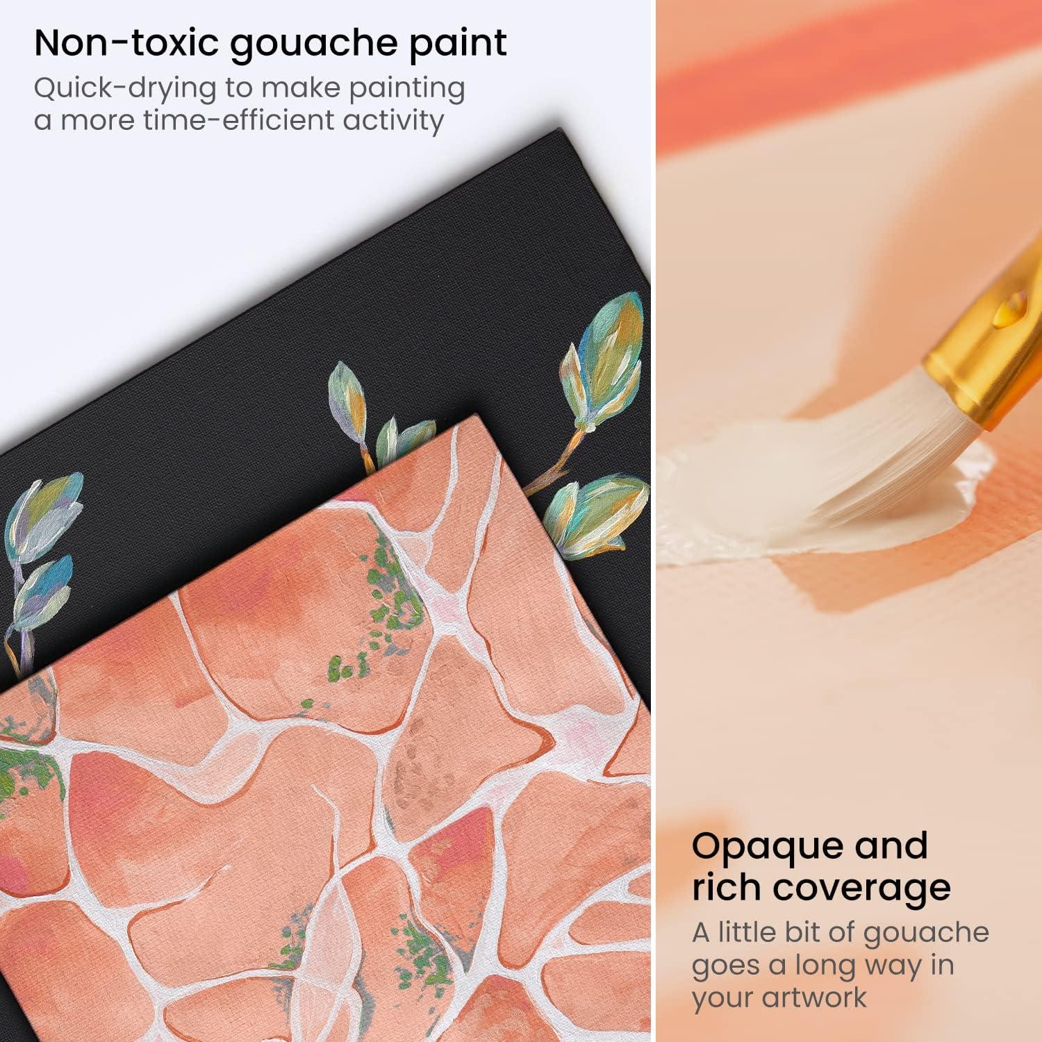 Arteza Gouache Paint, 12 Colors, Skin Tones, 0.4 US fl oz Tubes, Opaque Water-Based Paint for Canvas and Paper, Art Supplies for Professionals, Students