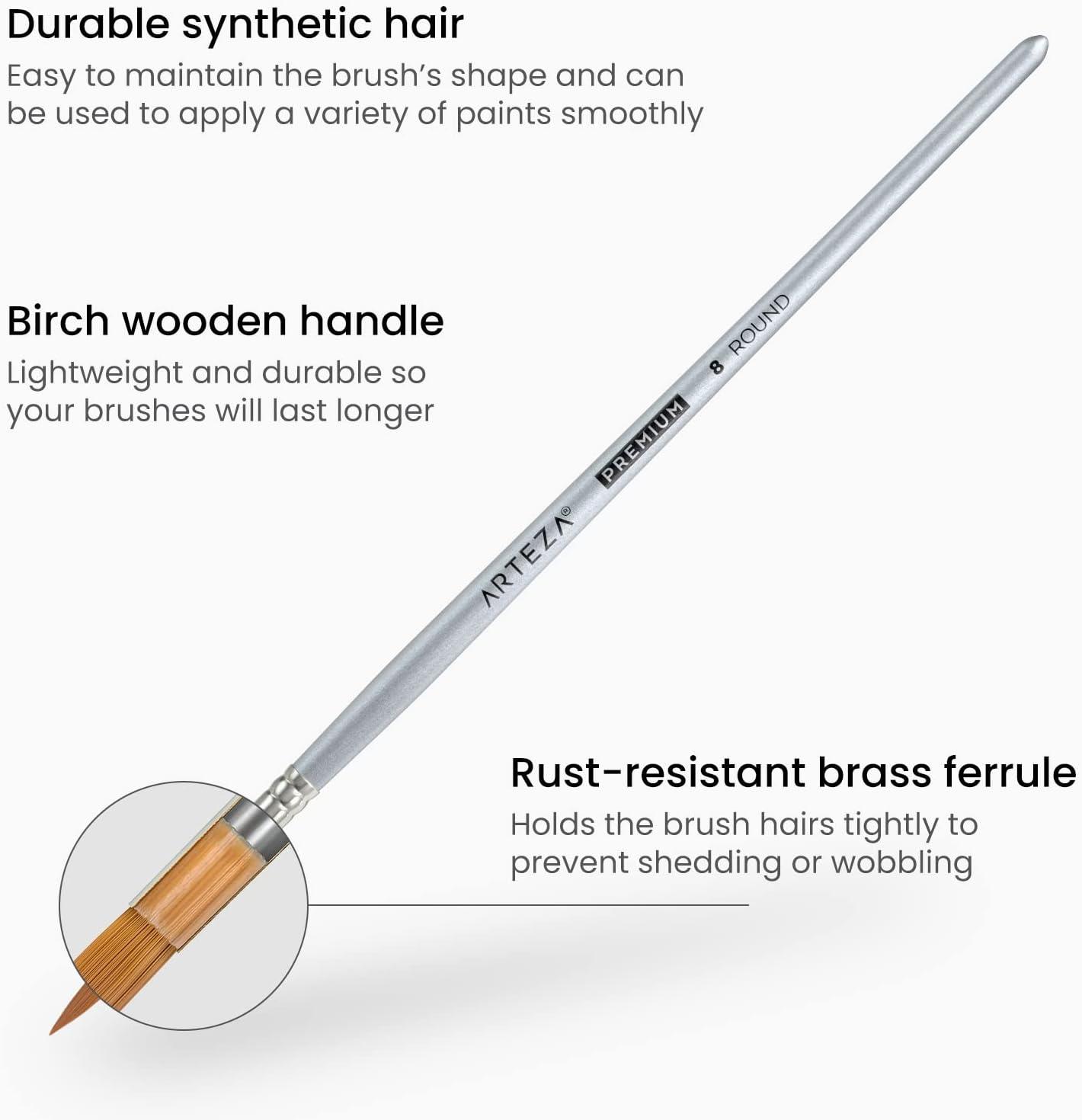 ARTEZA Paint Brush Set, 72 Brushes with Foam, Flat & Detail Tips, Mixed Handles, Art Brushes for Watercolor, Acrylic on Canvas, Paper or Wood(Watercolor Brushes Set B)
