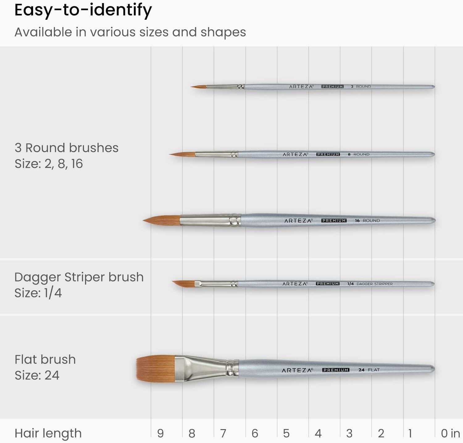 ARTEZA Paint Brush Set, 72 Brushes with Foam, Flat & Detail Tips, Mixed Handles, Art Brushes for Watercolor, Acrylic on Canvas, Paper or Wood(Watercolor Brushes Set B)