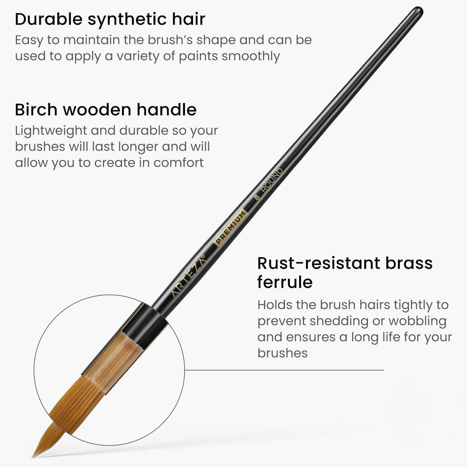 ARTEZA Paint Brush Set, 72 Brushes with Foam, Flat & Detail Tips, Mixed Handles, Art Brushes for Watercolor, Acrylic on Canvas, Paper or Wood(Acrylic & Oil)