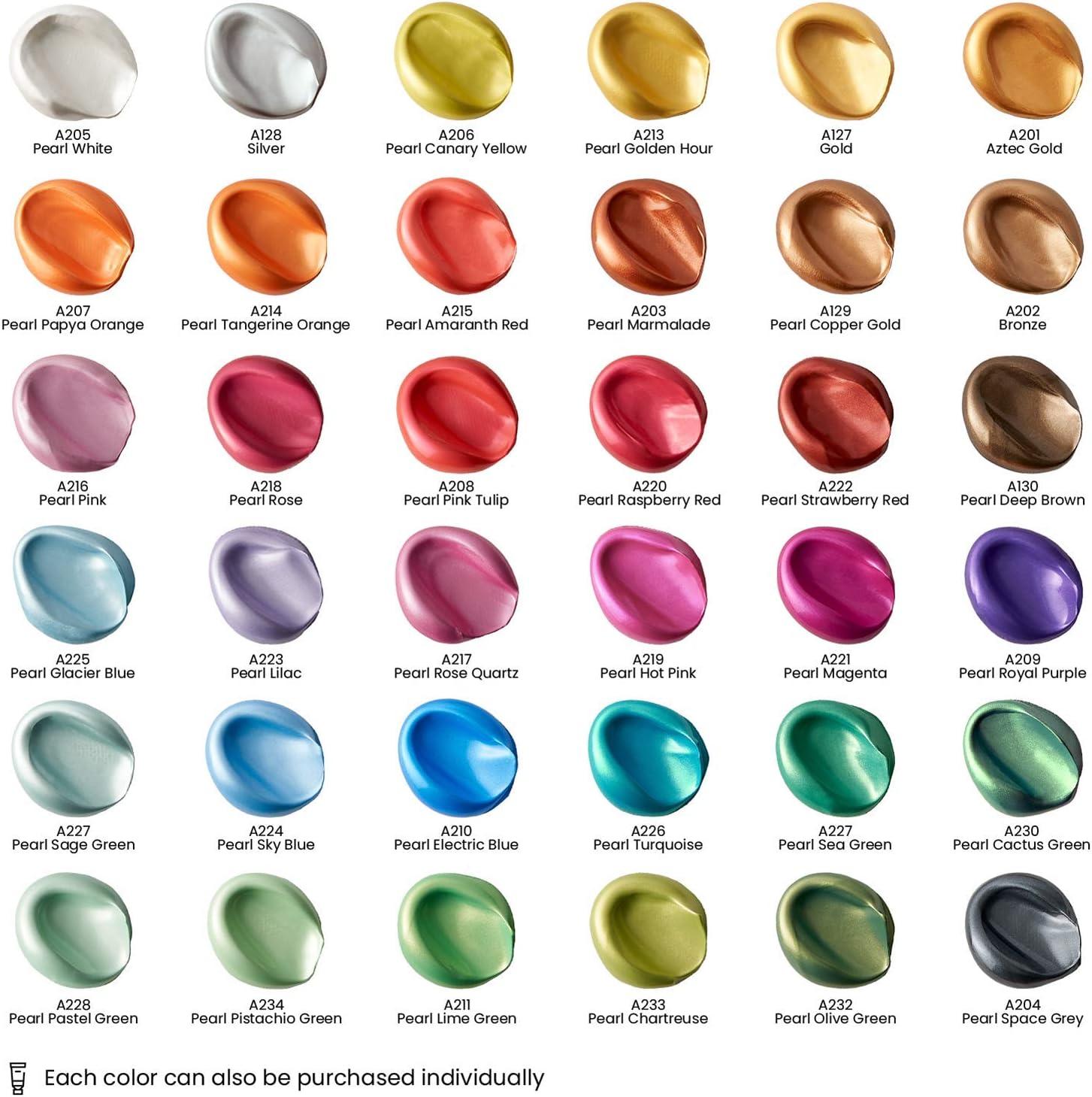 ARTEZA Metallic Acrylic Paint Set of 12 Colors, 0.74 ounce Tubes Non Toxic Artist Paints for Hobby Painters, Art Supplies for Canvas Painting(Metallic Colors)