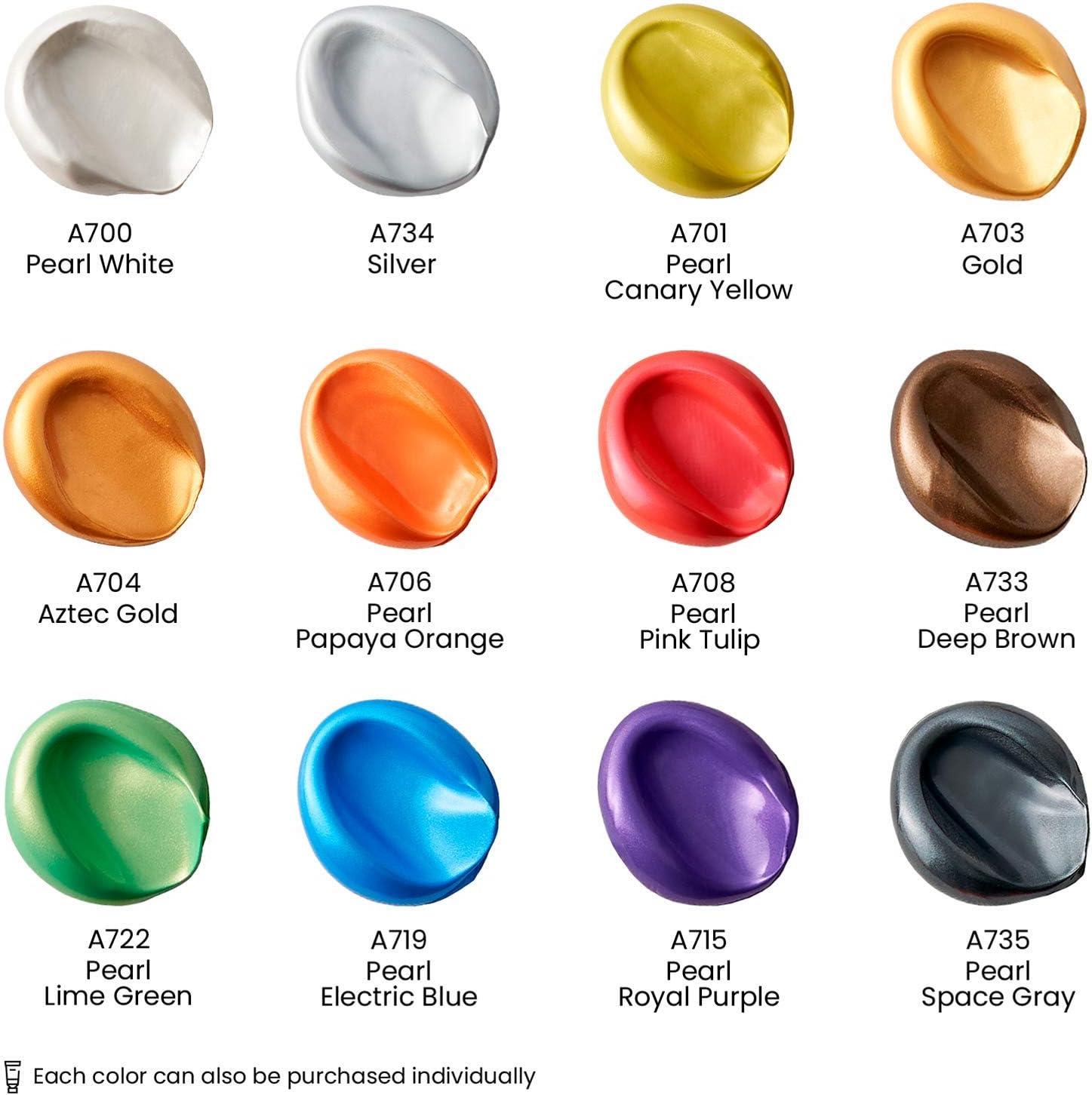 ARTEZA Metallic Acrylic Paint Set of 12 Colors, 0.74 ounce Tubes Non Toxic Artist Paints for Hobby Painters, Art Supplies for Canvas Painting(Multicolor)