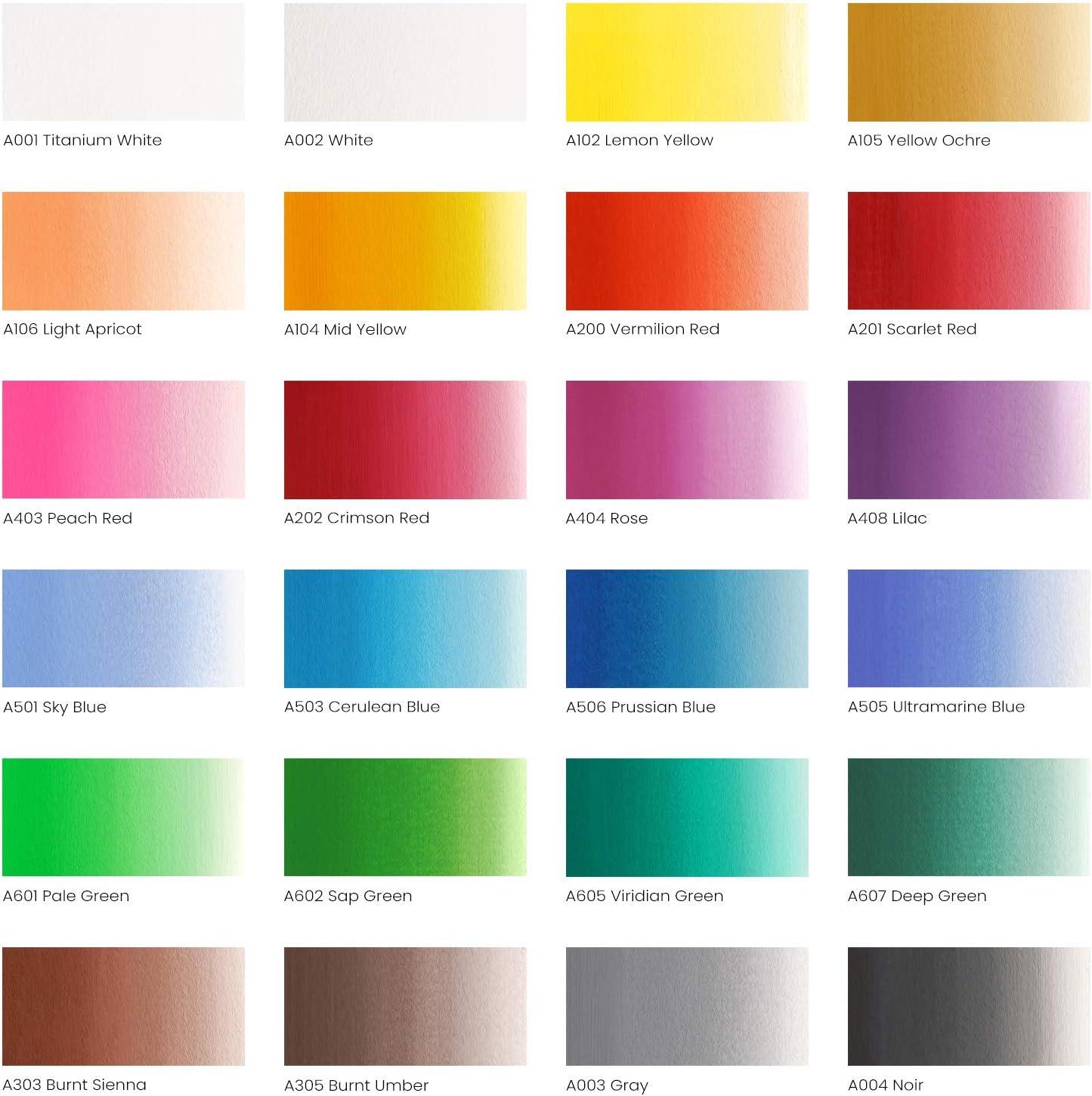 ARTEZA Gouache Paint, Set of 24, 12ml/0.4 US fl oz Gouache Paint Tubes, Gouache Set for Adults and Students(Set of 24 Assorted Tones)