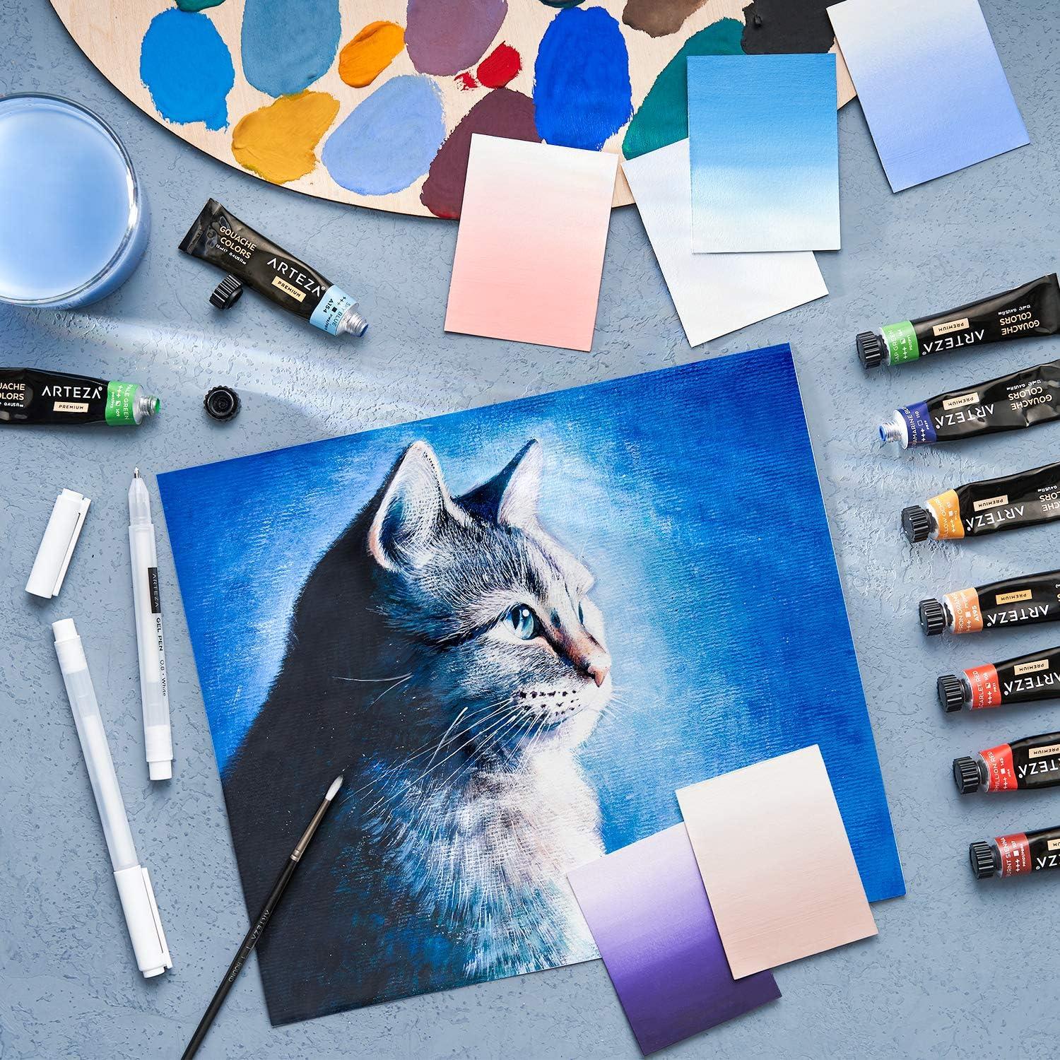 ARTEZA Gouache Paint, Set of 24, 12ml/0.4 US fl oz Gouache Paint Tubes, Gouache Set for Adults and Students(Set of 24 Assorted Tones)