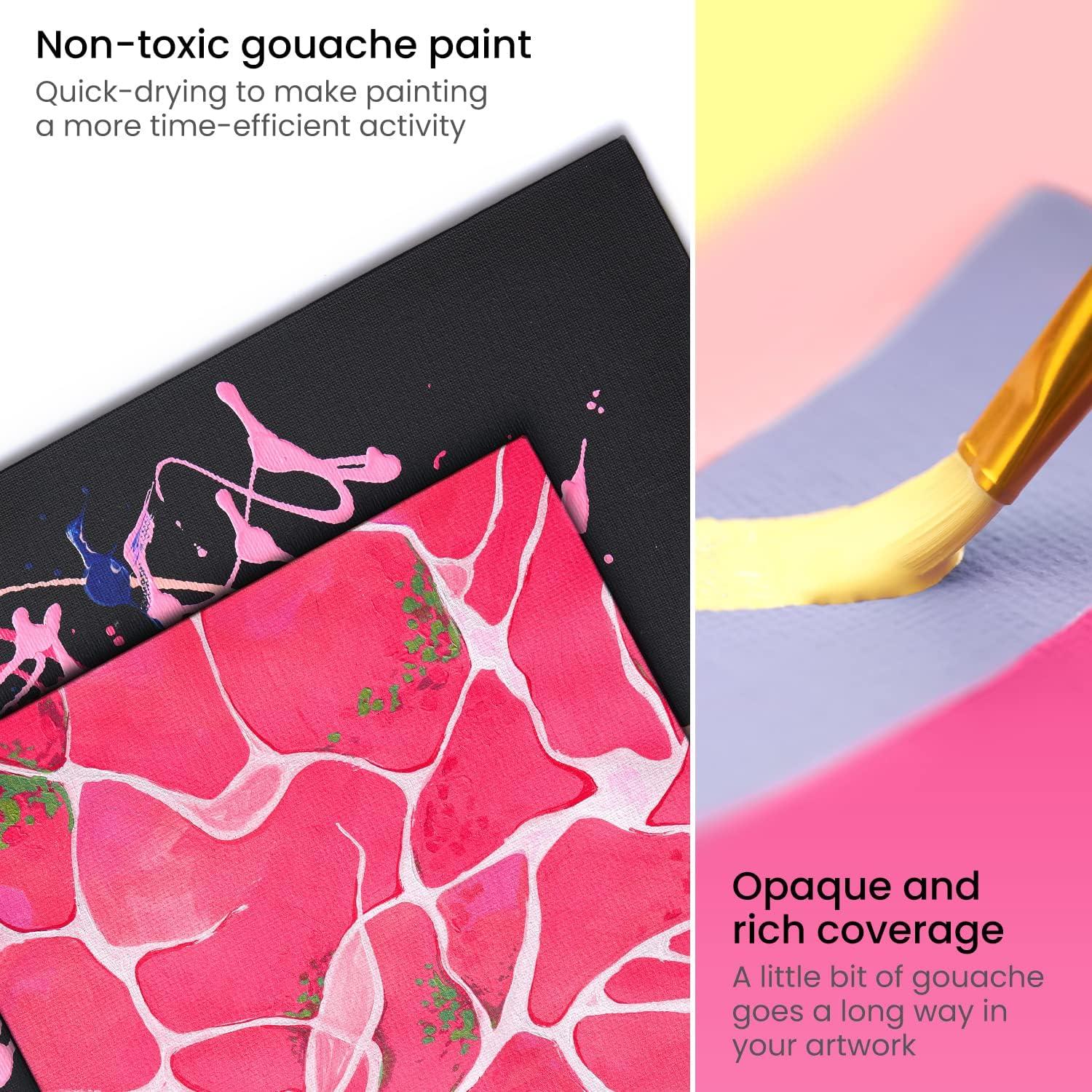 Arteza Gouache Paint, 12 Colors, Neon Tones, 0.4 US fl oz Tubes, Opaque Water-Based Paint for Canvas and Paper, Art Supplies for Professionals, Students
