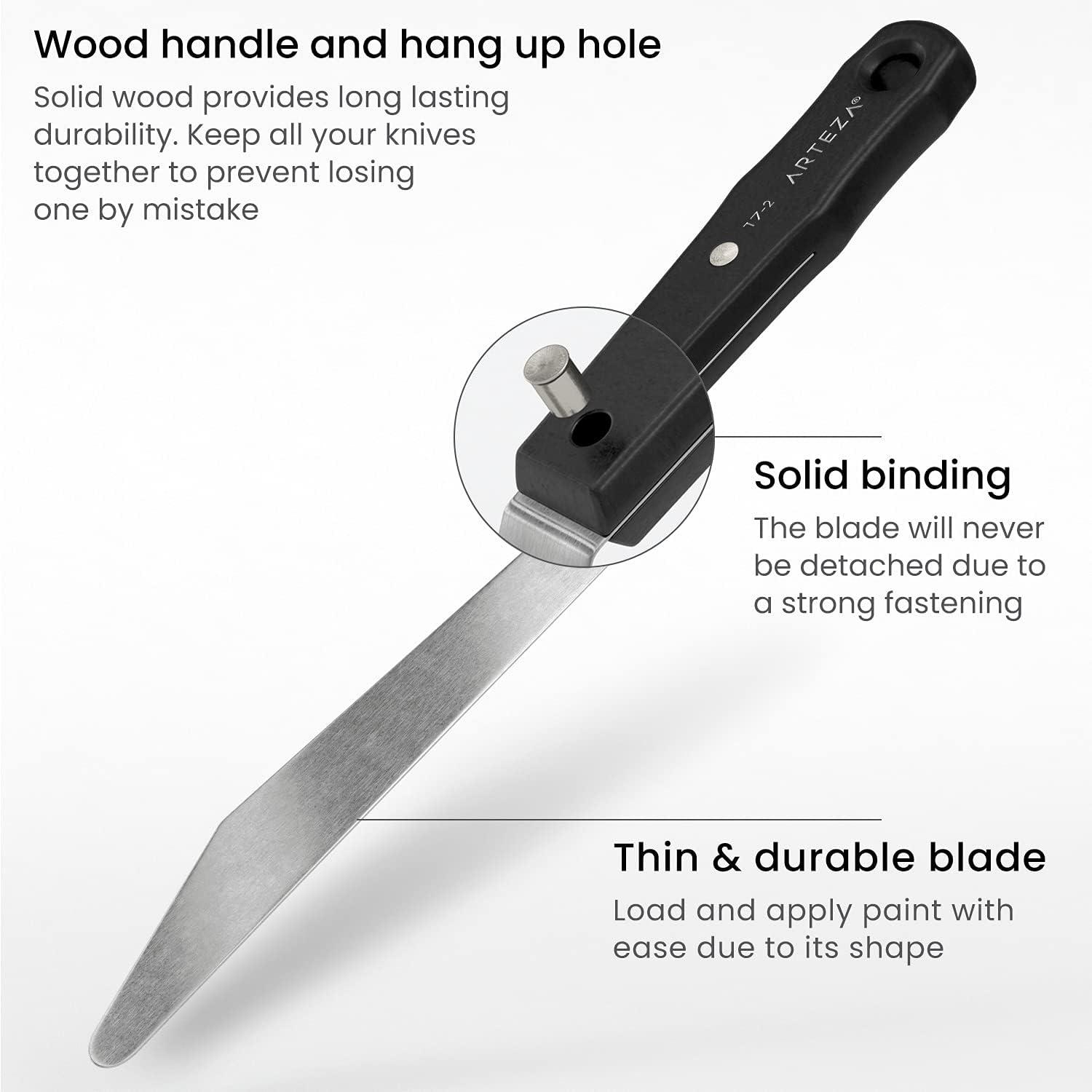 Arteza Palette Knife, Size No. 17, Durable Flexible Stainless-Steel Blade & Break-Resistant Wooden Handle, Art Supplies for Oil and Acrylic Painting(Size #17)