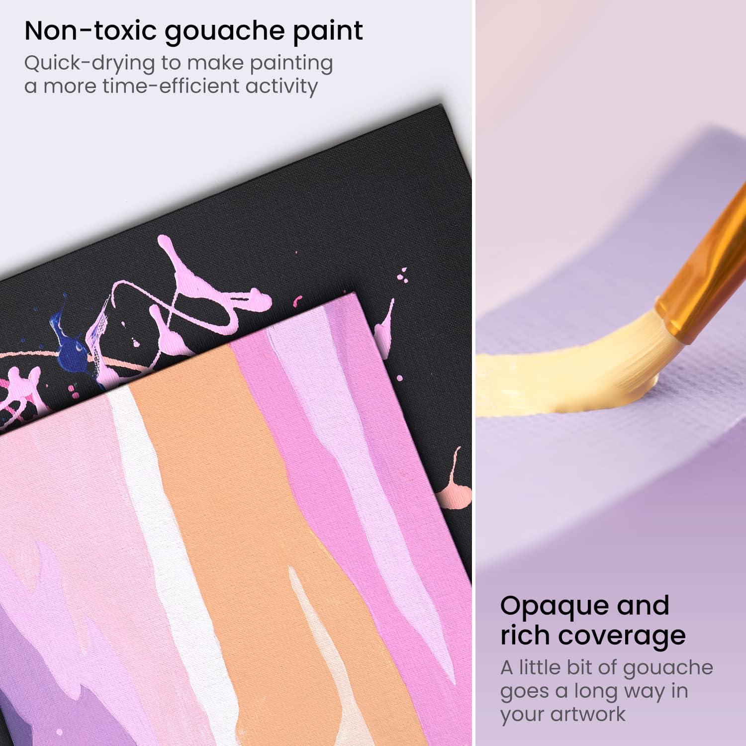 Arteza Gouache Paint, 12 Colors, Pastel Tones, 0.4 US fl oz Tubes, Opaque Water-Based Paint for Canvas and Paper, Art Supplies for Professionals, Students