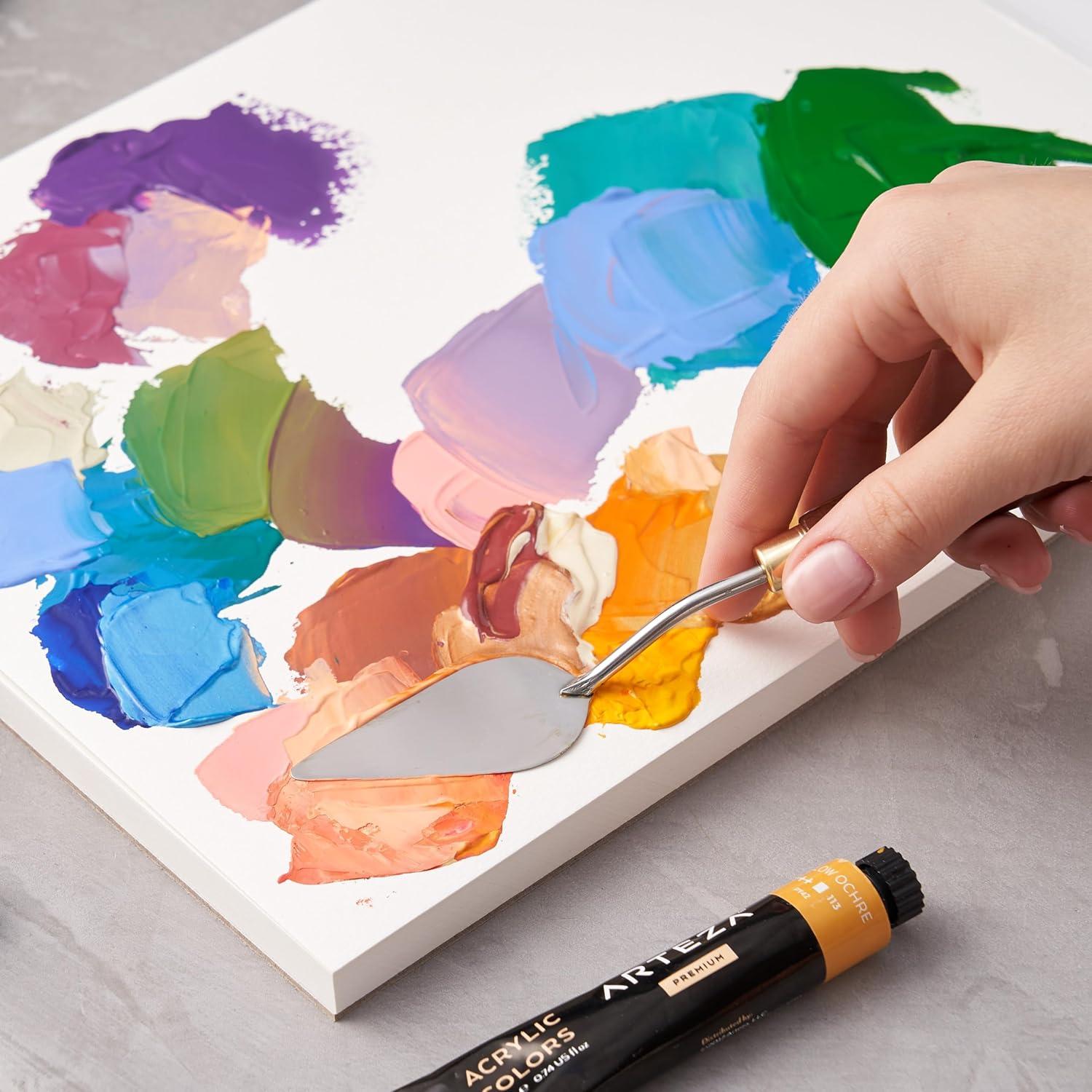 ARTEZA Disposable Palette Paper Pad, 9×12 Inch, Pack of 2, 80 Sheets, 54 lb, Glue-Bound, Bleed-Proof Paint Palette with Thumb Hole(22.9×30.5 cm  Pack of 2)