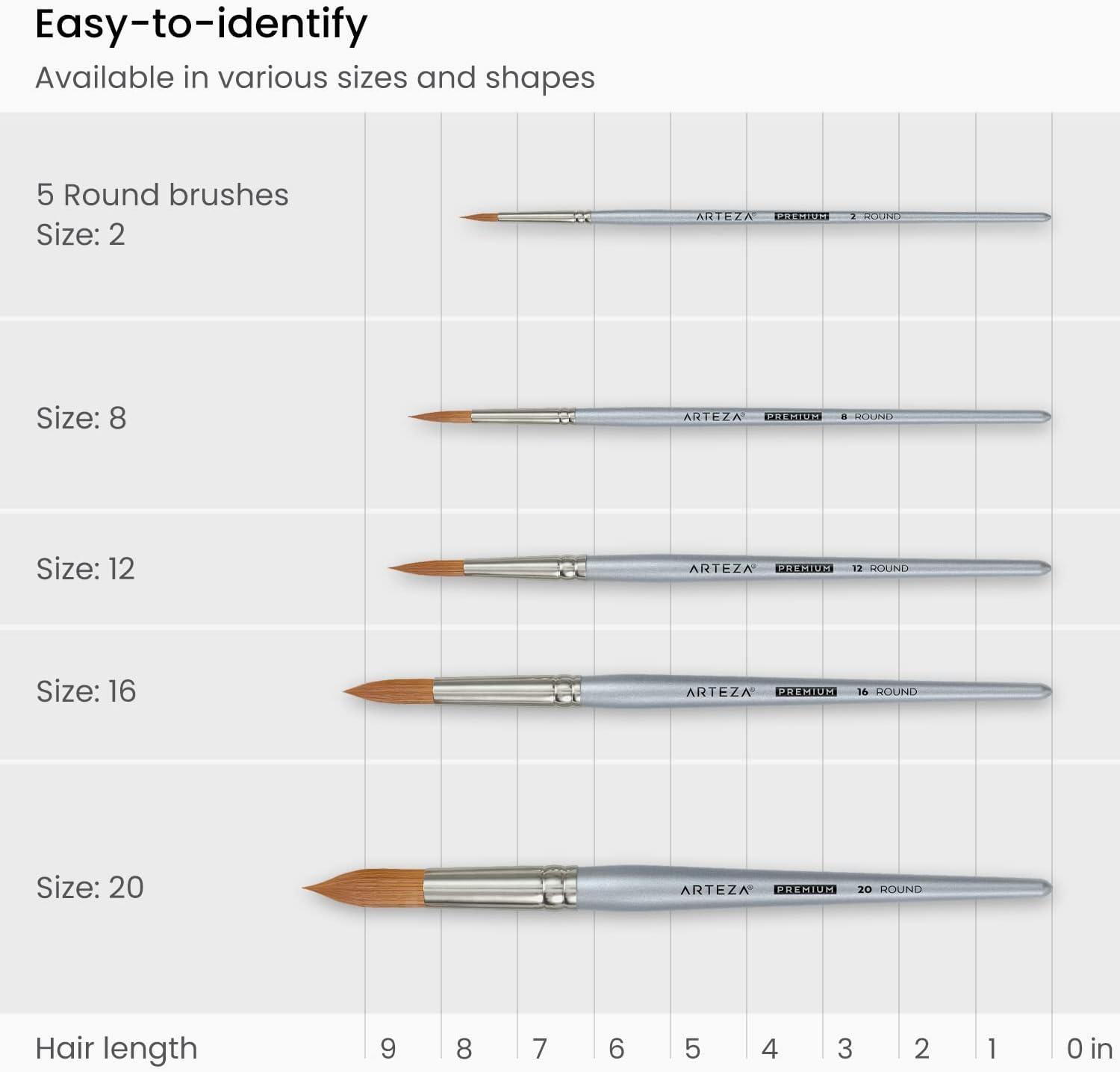 ARTEZA Paint Brush Set, 72 Brushes with Foam, Flat & Detail Tips, Mixed Handles, Art Brushes for Watercolor, Acrylic on Canvas, Paper or Wood(Watercolor Brushes Set A)