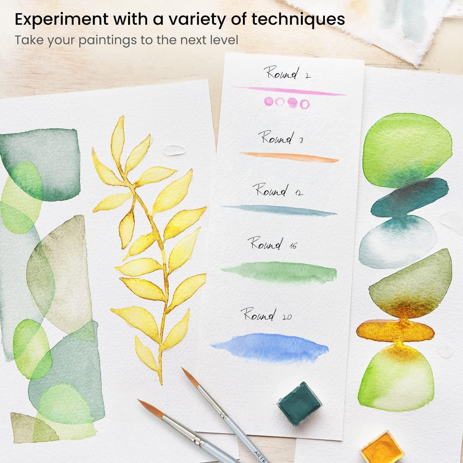 ARTEZA Paint Brush Set, 72 Brushes with Foam, Flat & Detail Tips, Mixed Handles, Art Brushes for Watercolor, Acrylic on Canvas, Paper or Wood(Watercolor Brushes Set A)