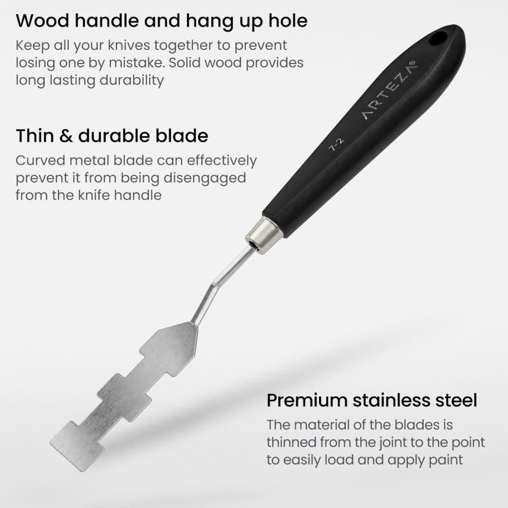 Arteza Palette Knife, Size No. 17, Durable Flexible Stainless-Steel Blade & Break-Resistant Wooden Handle, Art Supplies for Oil and Acrylic Painting(Sizes #17  #7)