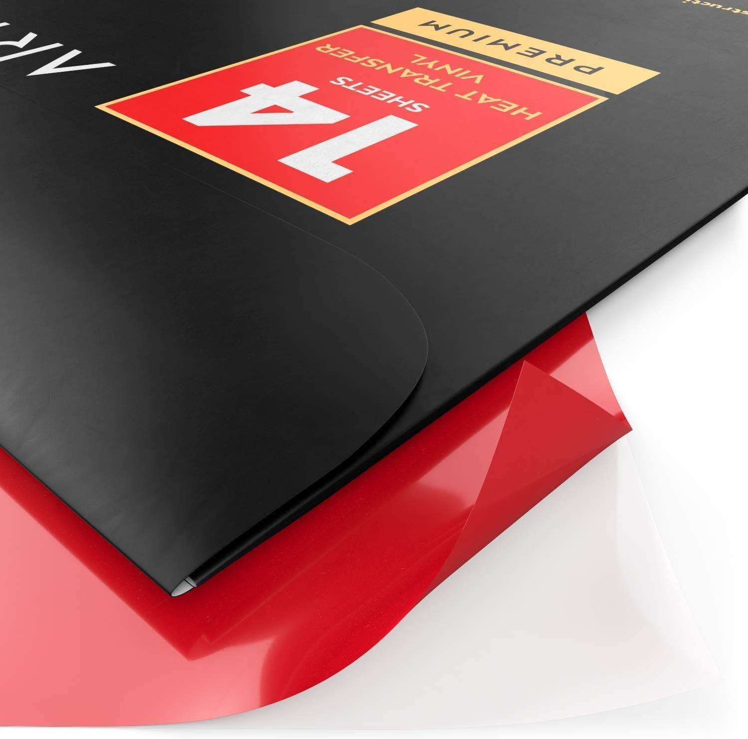 Arteza Heat Transfer Vinyl Red HTV Bundle, 14 Iron On Sheets, 10×12 Inches, Flexible & Easy to Weed, Use with Any Craft Cutting Machine, Boxed