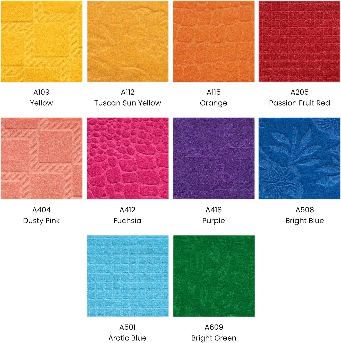 ARTEZA Craft Felt Sheets, 8.3 x 11.8 Inches, Set of 50, 5 Patterns, 10 Classic Colors, Stiff Non Woven Felt Fabric for Sewing and DIY Projects
